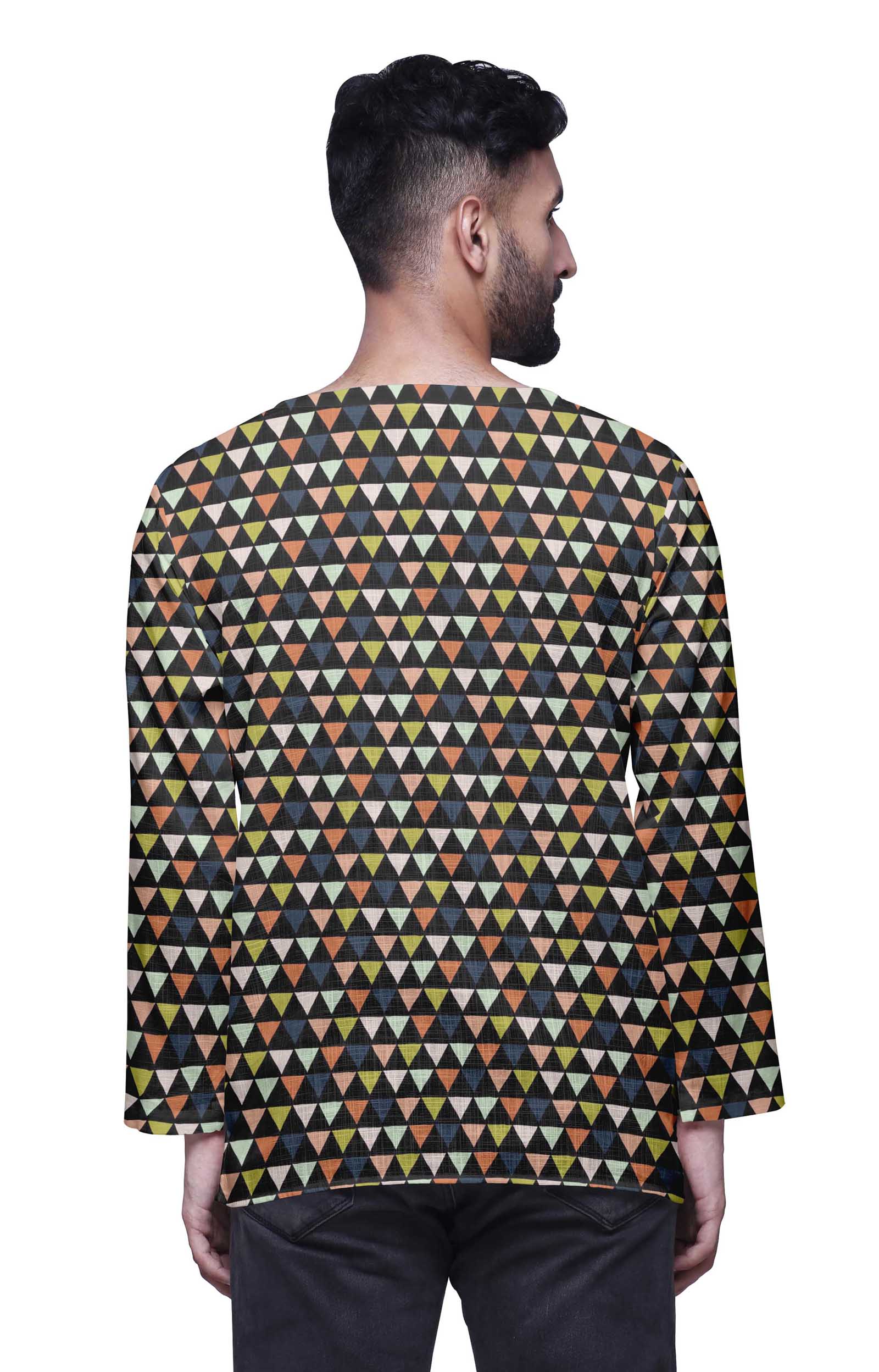 Atasi Long Sleeve Shirt Casual Short Kurta For Men Summer Wear Gmd