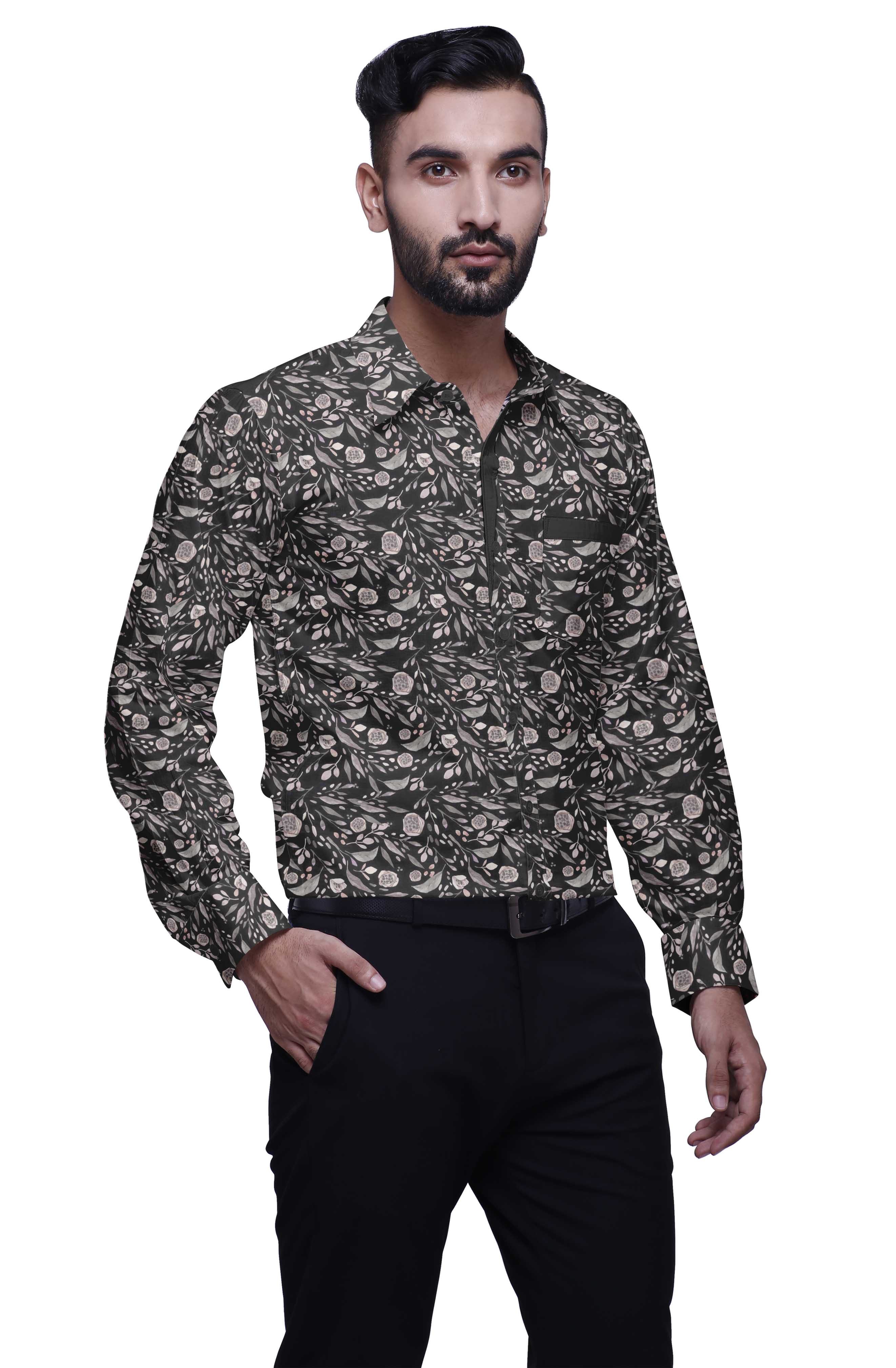 Bestman Casual Printed Shirts For Men Slim Fit Button Down Shirt