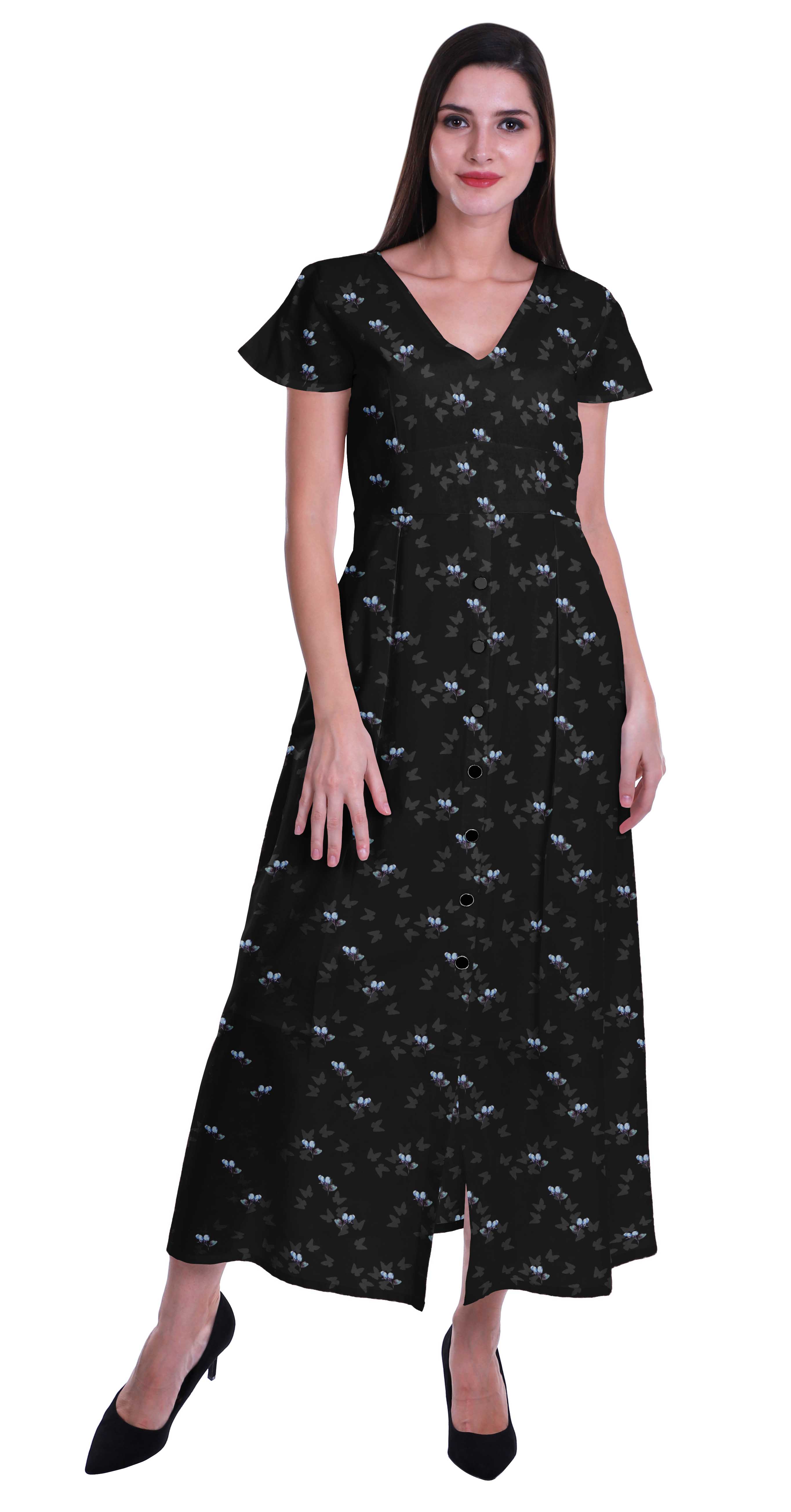 Moomaya Long Maxi Dress For Womens Short Sleeve Formal/Casual DresslwC