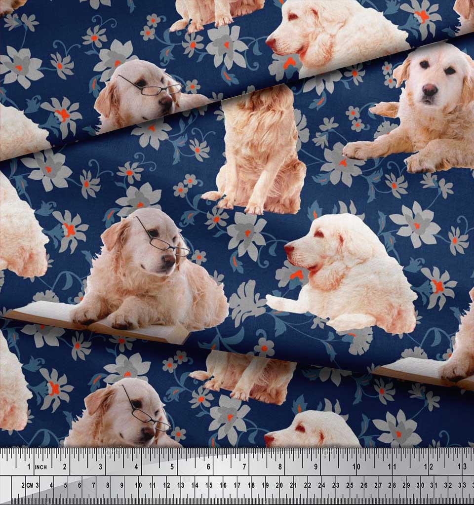 Soimoi Fabric Floral Book Golden Retriever Dog Printed Fabric 1 Yard Dg 562i Ebay