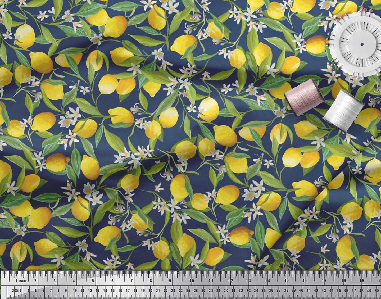 Soimoi tissu feuilles Floral & Citron Légumes Tissu Imprime par mètre-VG-574A