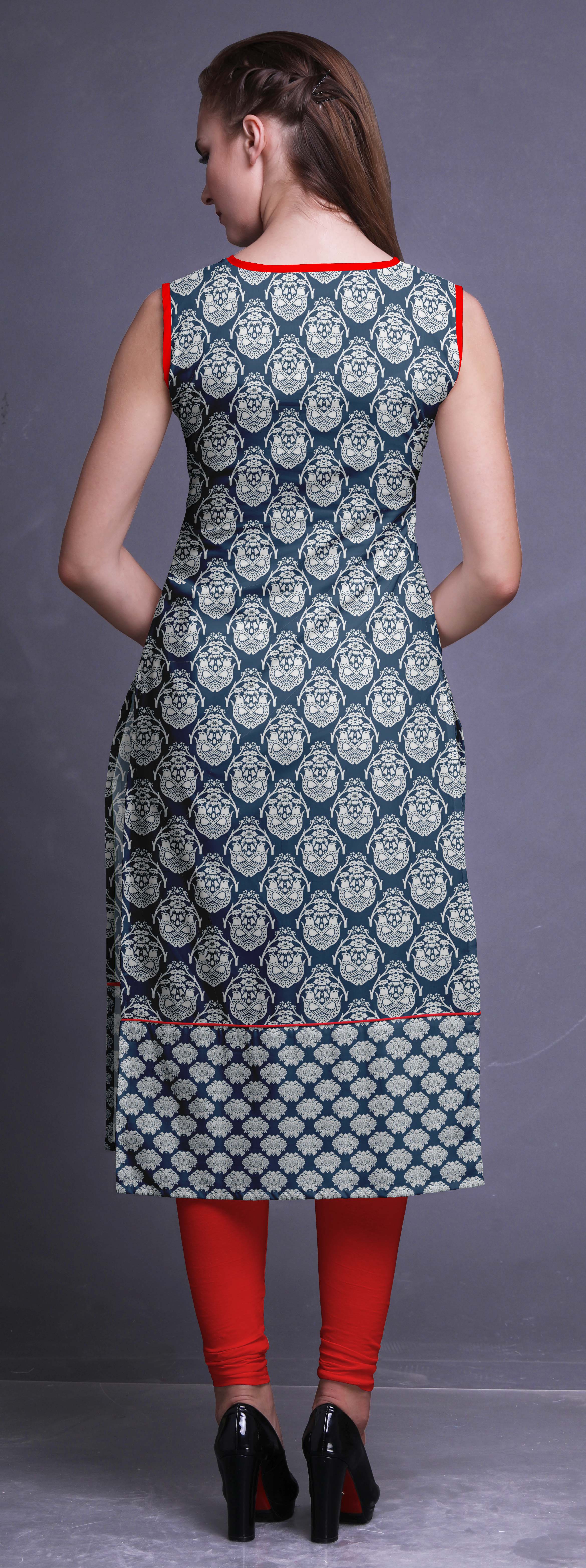 Bimba Women Cotton benutzerdefinierte Kurta Kurti Kurze Hülsen-Sommer-Tunika Long Top Bluse indische Kleidung