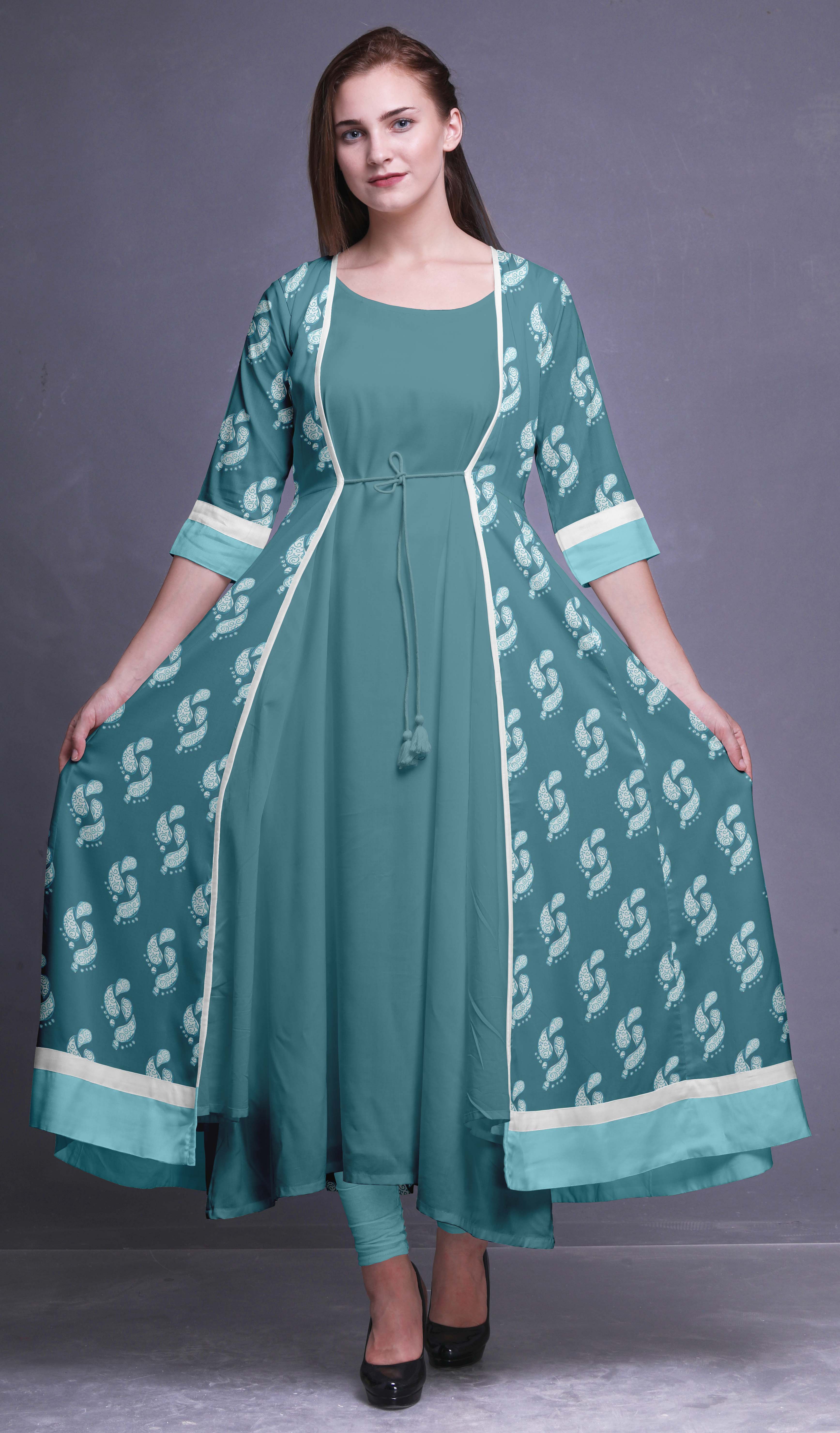 Bimba Printed Women Anarkali Dresses Sleeveless Long Indian Kurtis Ik 505a Ebay