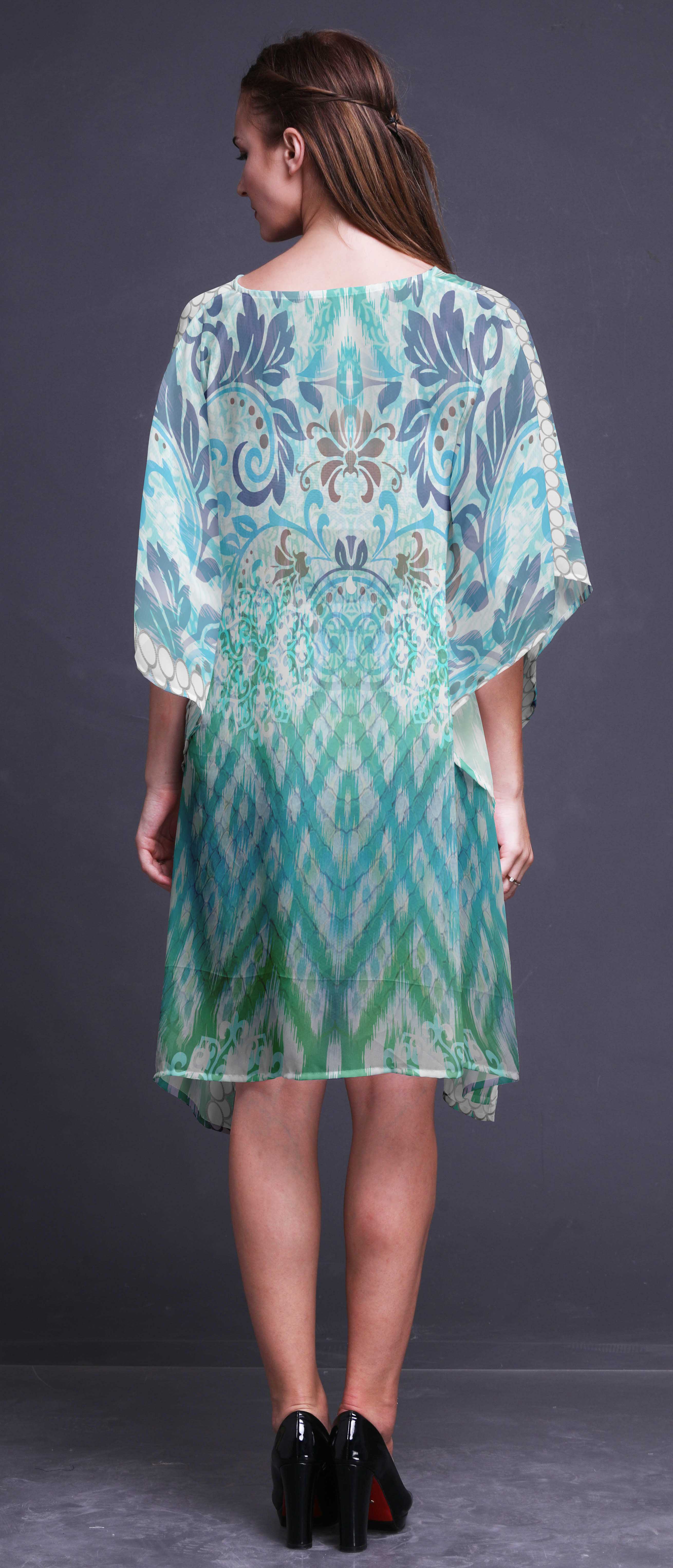 Phagun Ikat Ladies Kaftan Holiday Loungewear Midi Dress Beach Coverup