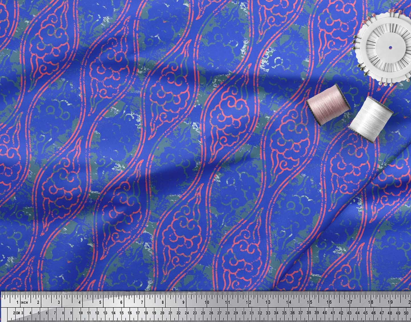 Soimoi Fabric Swirl & Ogee Damask Fabric Prints By Meter - DK-57F | eBay