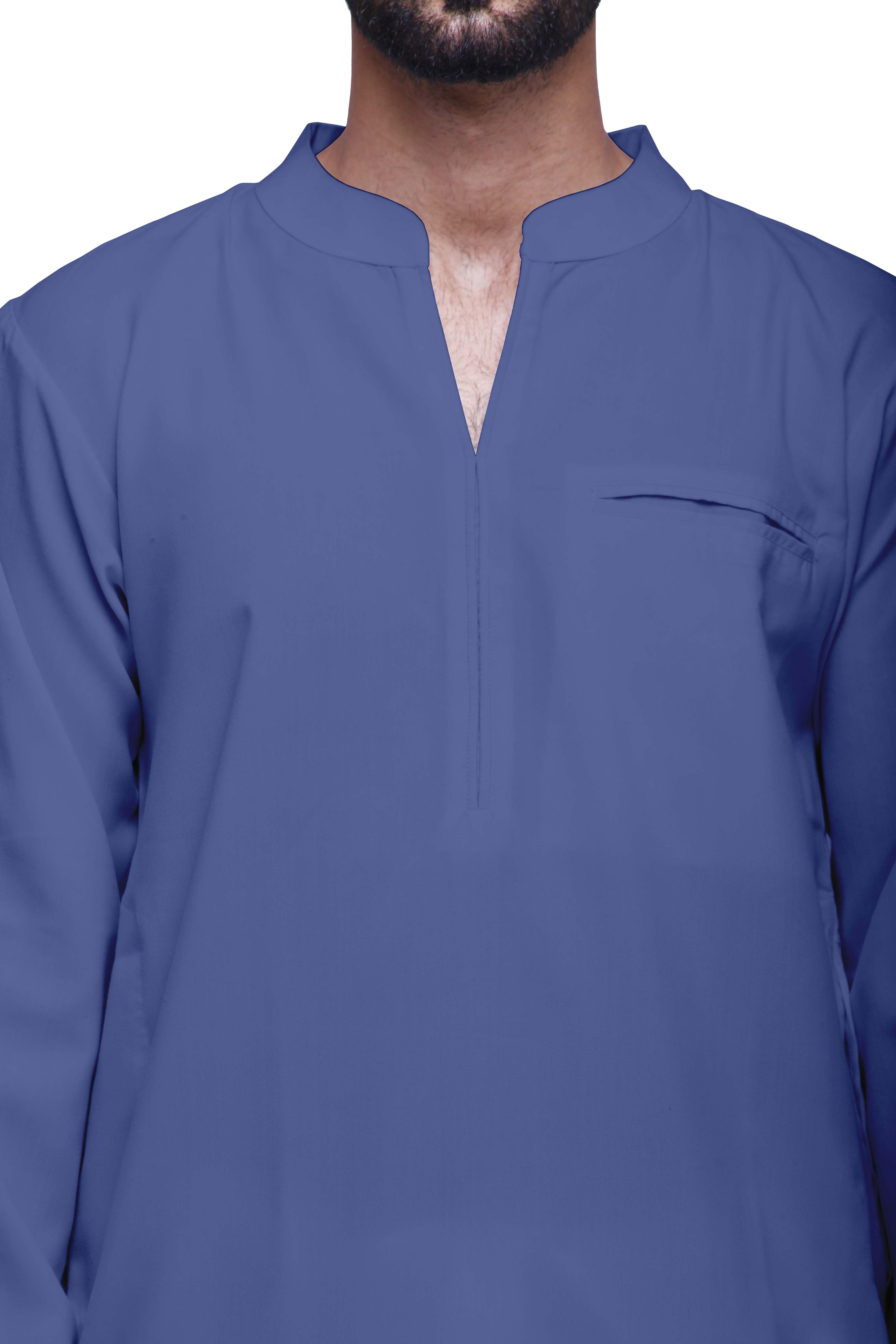 Atasi Cotton Kurta Solid Ethnic- Festive Long Shirt W/ Pintuck Traditional  Indian Wear For Men's