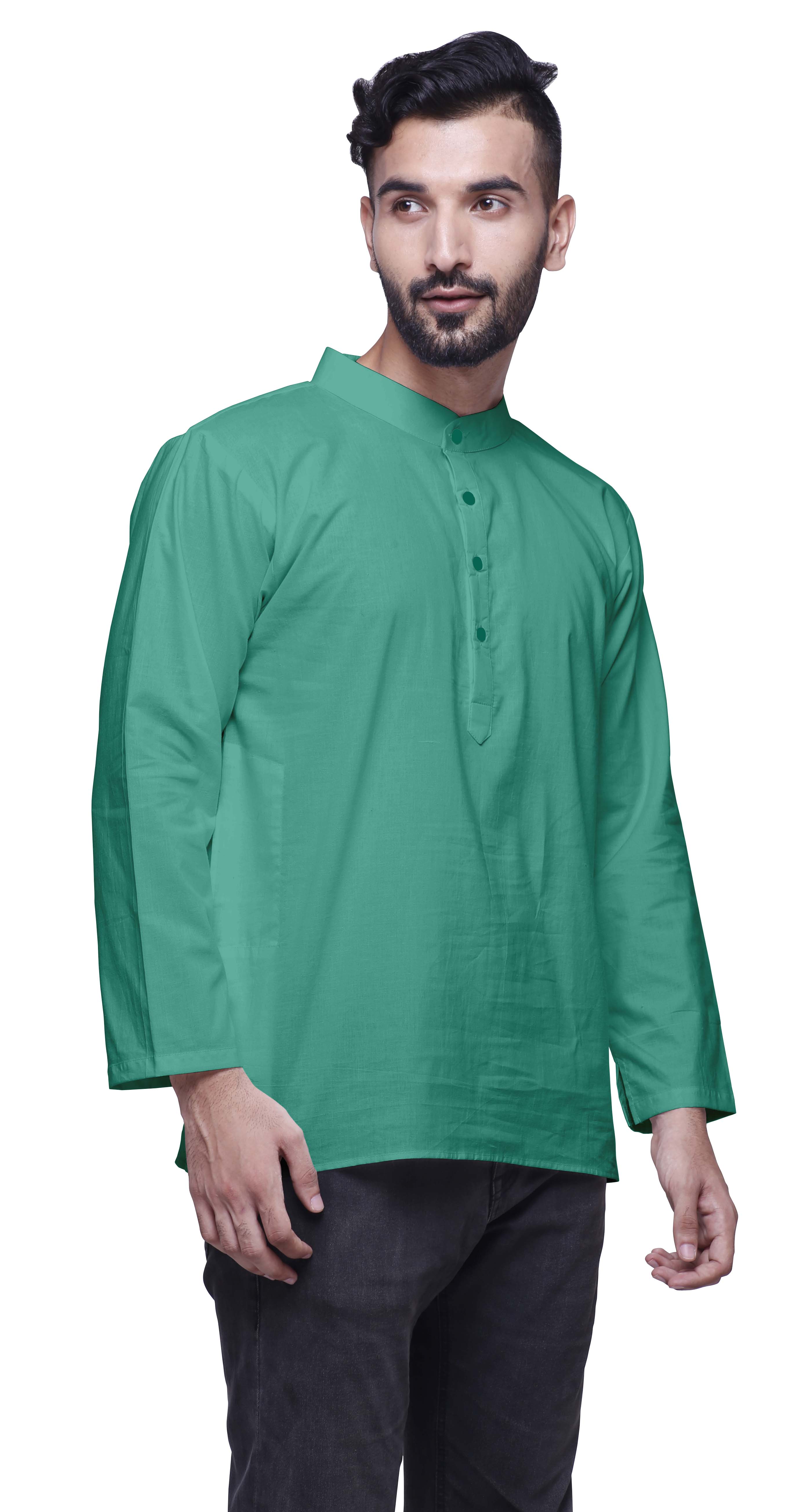 Atasi Long Sleeve Casual Clothing Solid Short Kurta For Men Casual
