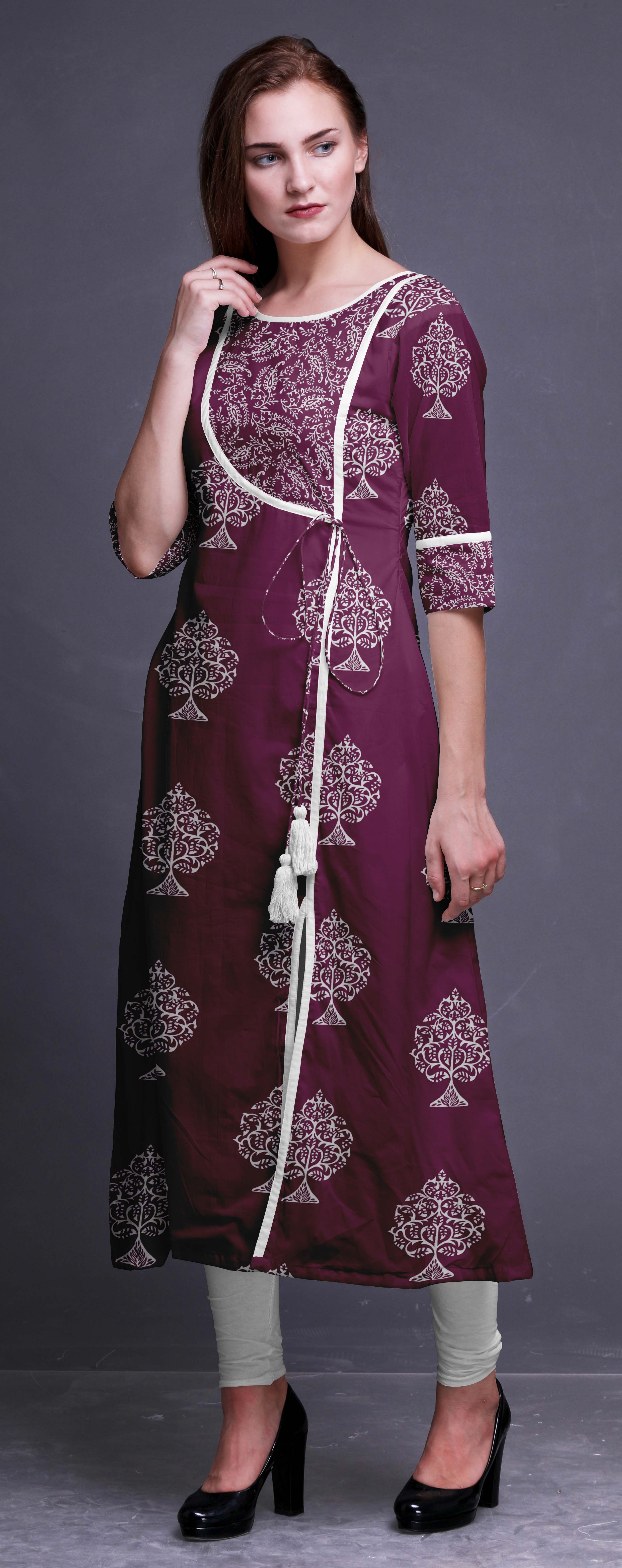 Buy Purple Asymmetric Kurta And Pant Set KALKI Fashion India