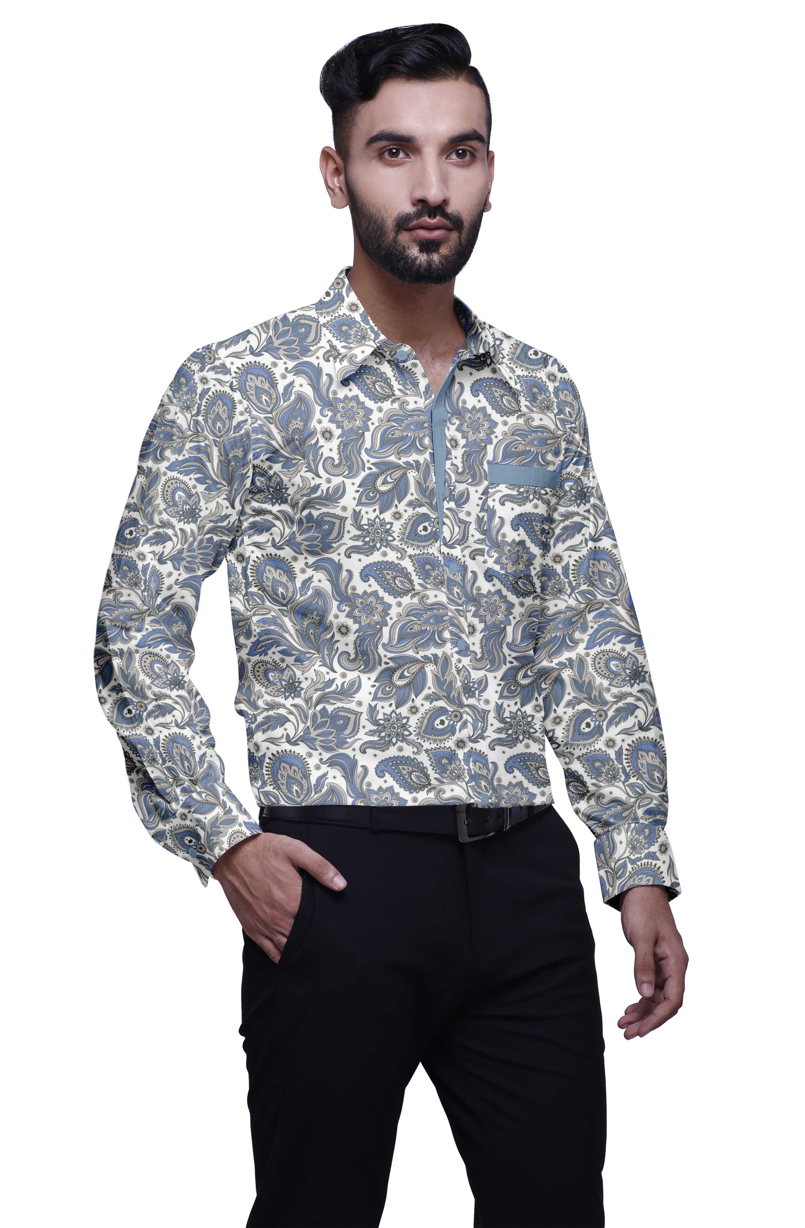 BESTMAN Casual Printed Shirts For Men Slim Fit Button Down Shirt For ...