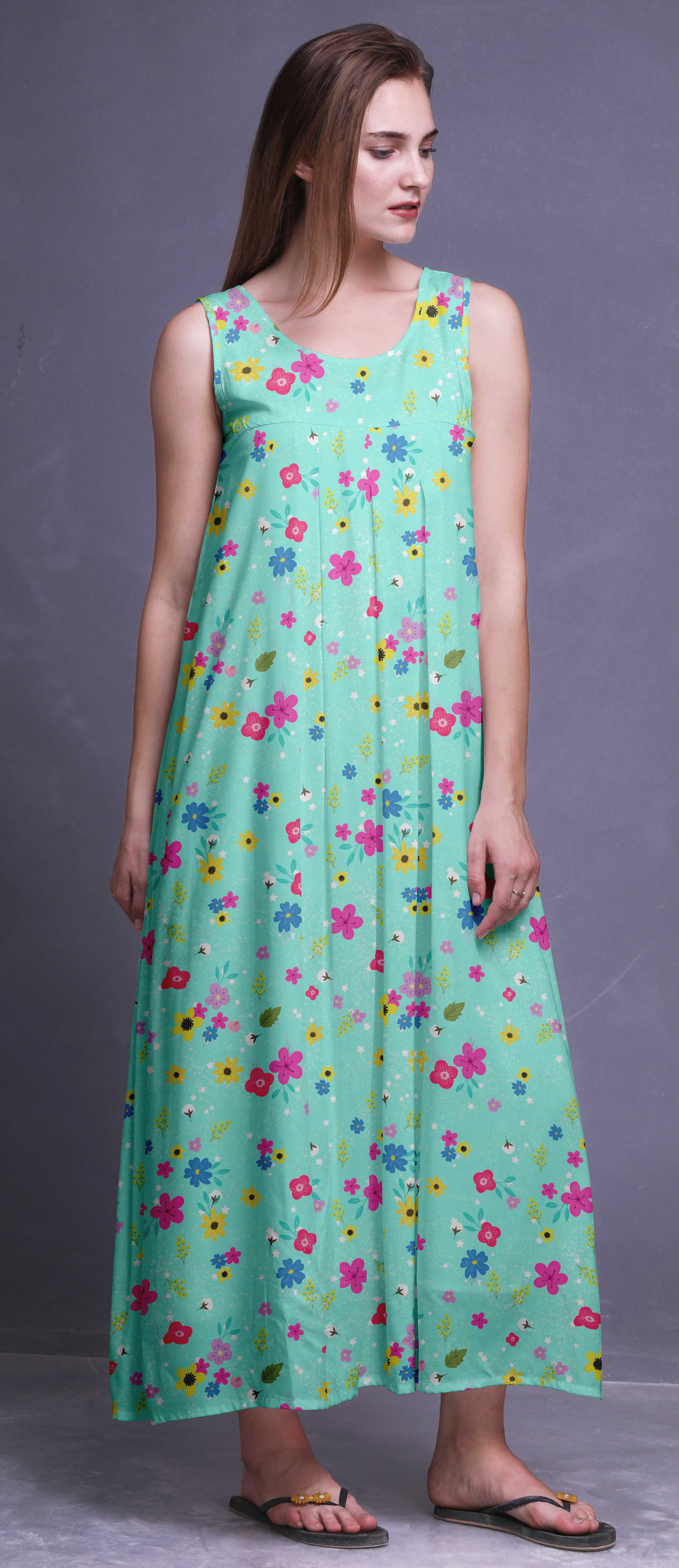 Bimba Rayon Nightgowns For Women Maxi Printed Sleepwear Night Dress FL1484E eBay