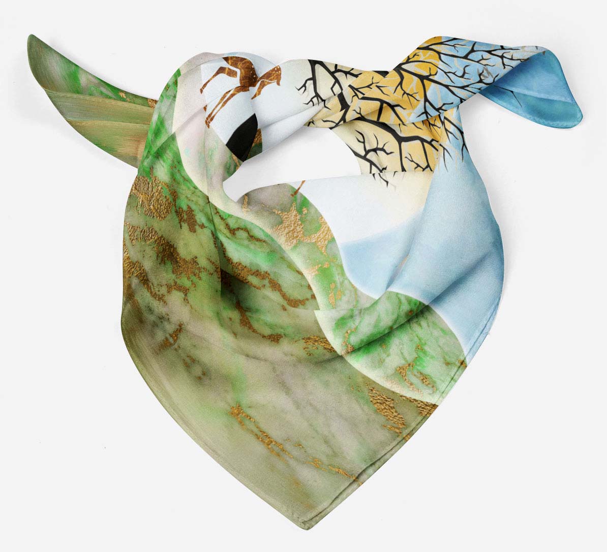Print Pure Silk Long Scarf Summer Hair Light weight Women PareoPSCD633A