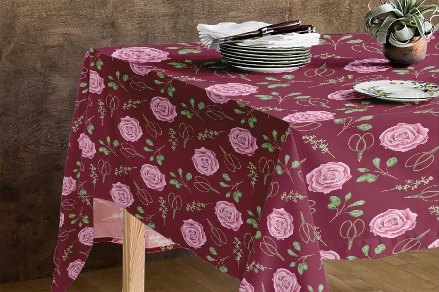 S4sassy Ciseaux Et Rose Linge Table De Fete Lavable Nappes Table