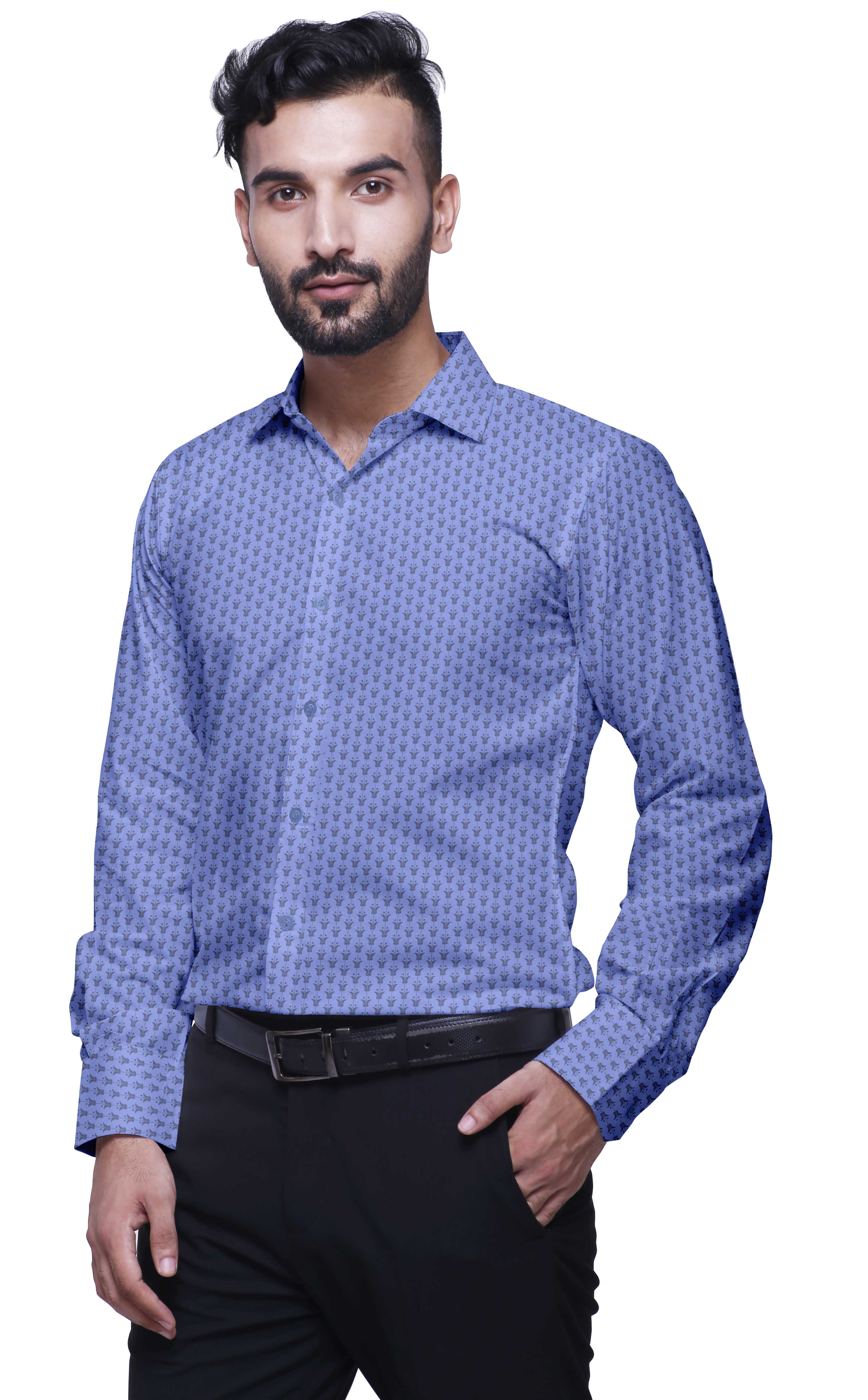 BESTMAN Print Formal Shirts For Men Spread Collar Cotton Shirt-SG-591A ...