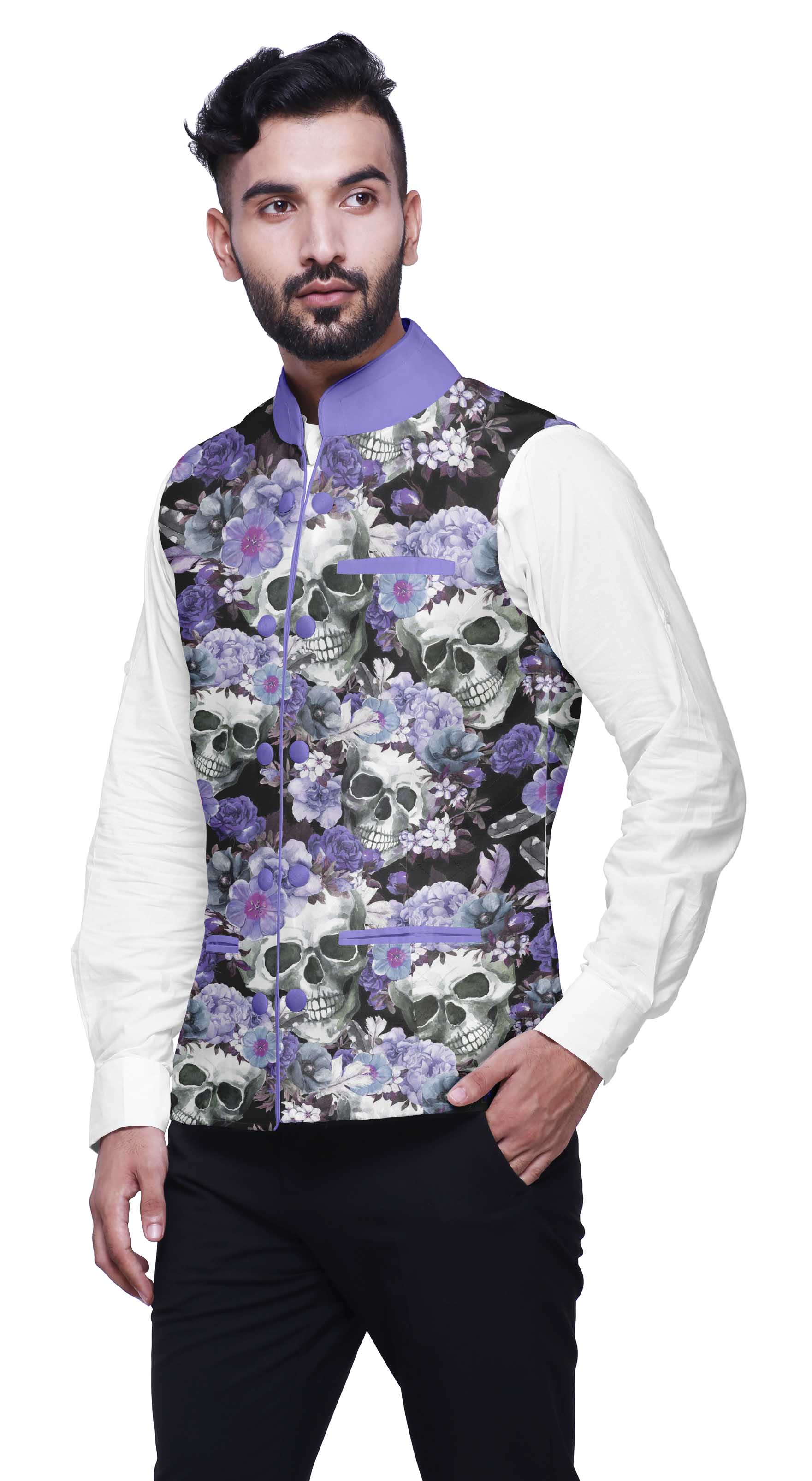 Atasi Party Wear Jacket For Men Printed Casual Elegant Dupion