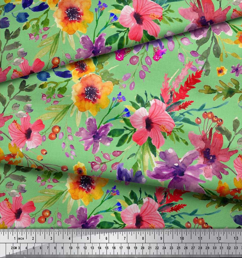 Soimoi TISSU FEUILLES & Floral artistique d'impression tissu par mètre-AR-541I