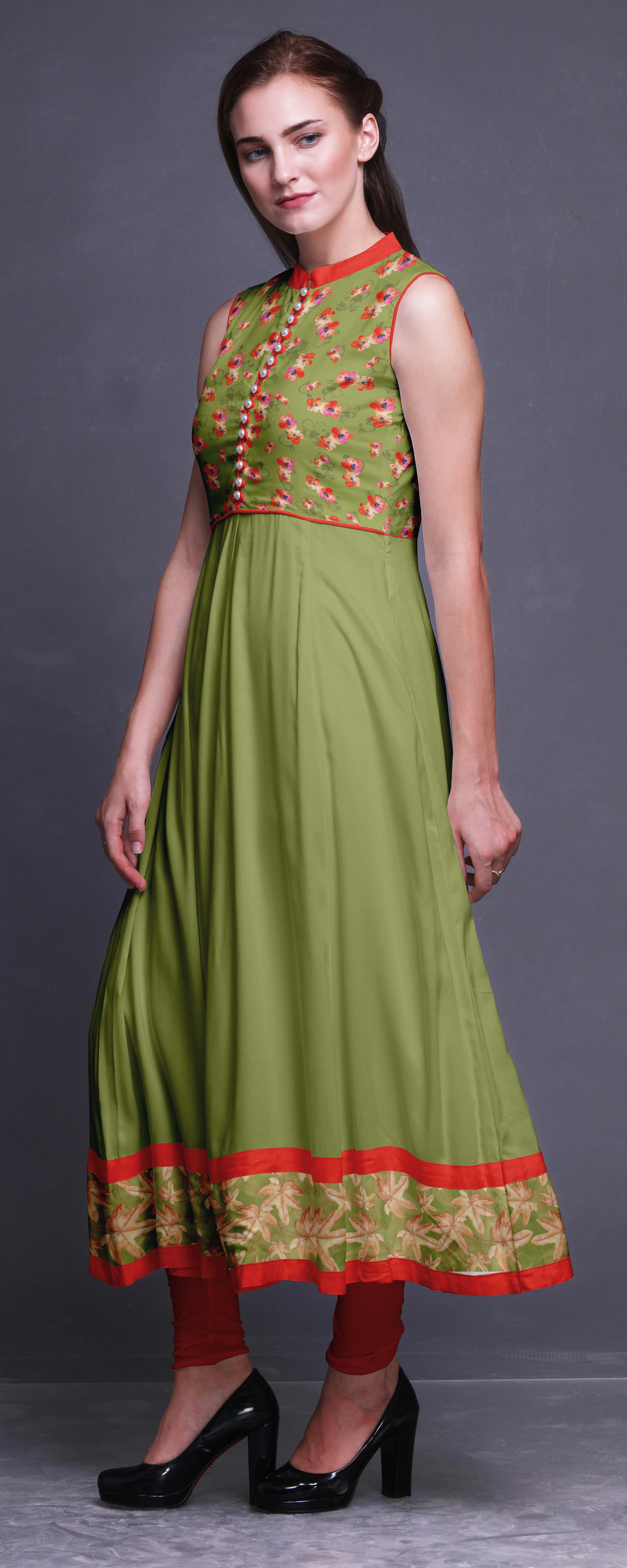 Bimba Indian Kurti For Women Party Wear Print Sleeveless Anarkali Kurti Fl 687f Ebay