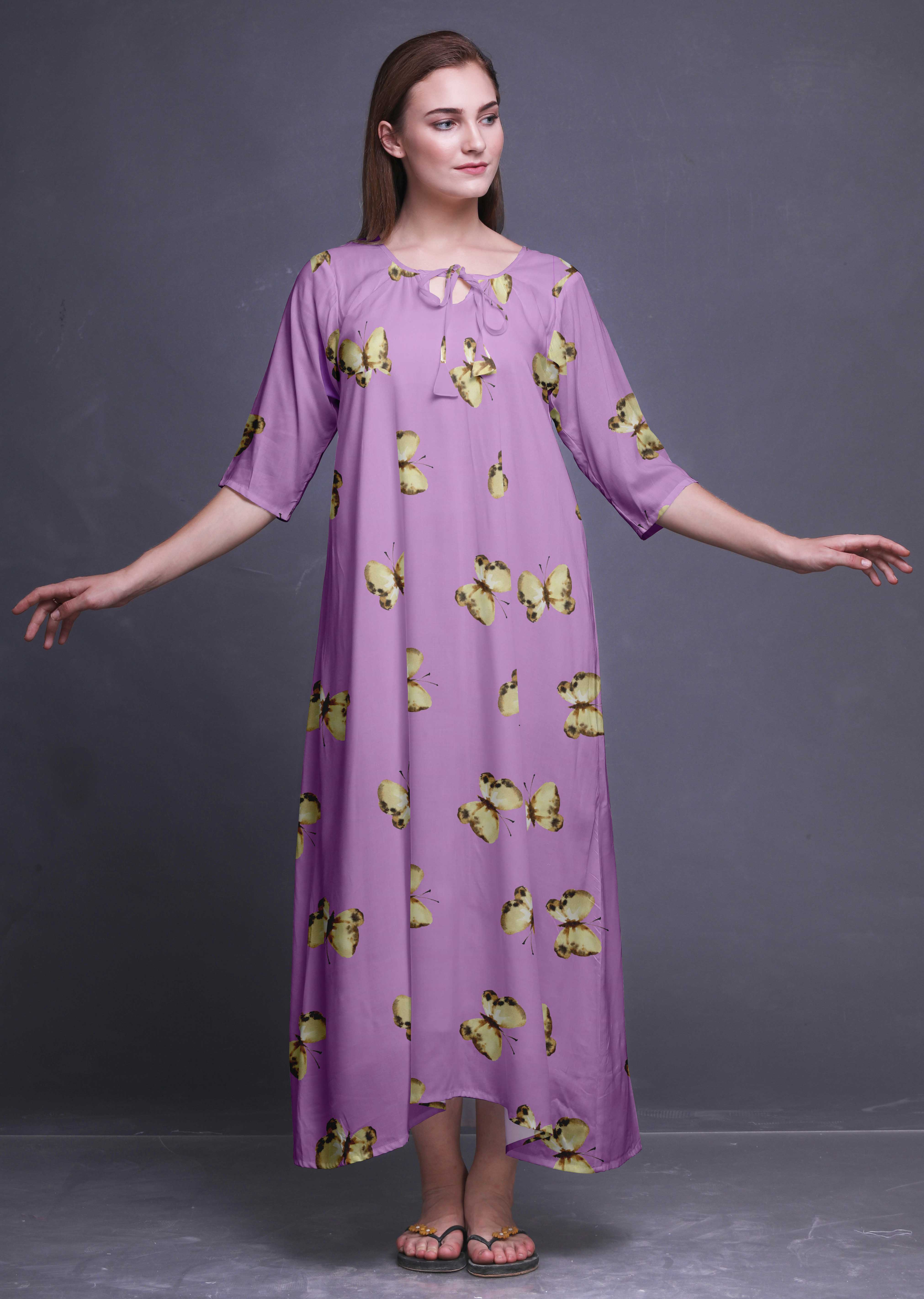 Bimba Floral Women Long Maxi Nightgown Cotton Nightwear Loose Sleepwear ...