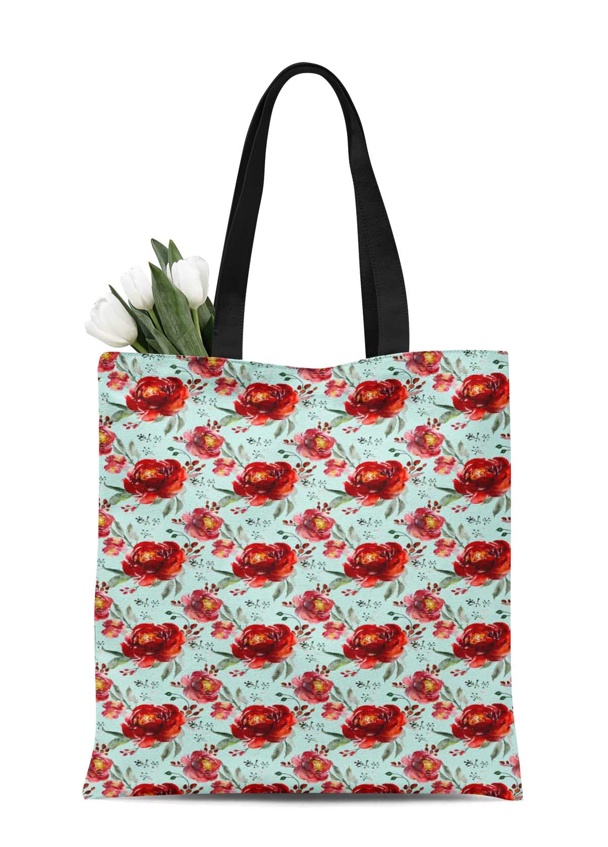 S4Sassy Floral Canvas Large Tote Bag for Beach Shopping Groceries Books