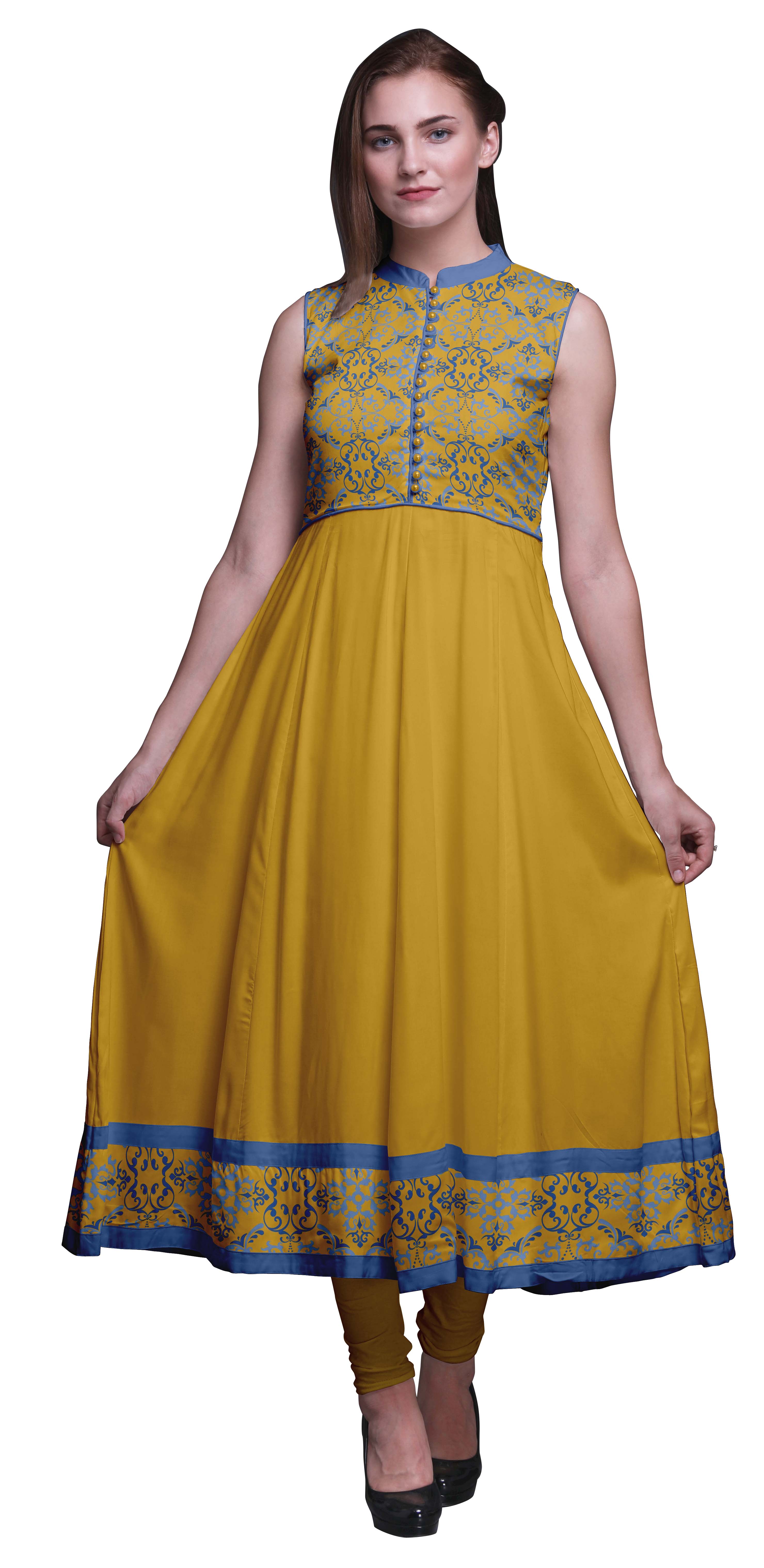 Bimba Anarkali Dress Mandarin Collar Sleeveless Kurtis for Women -DK-44G |  eBay