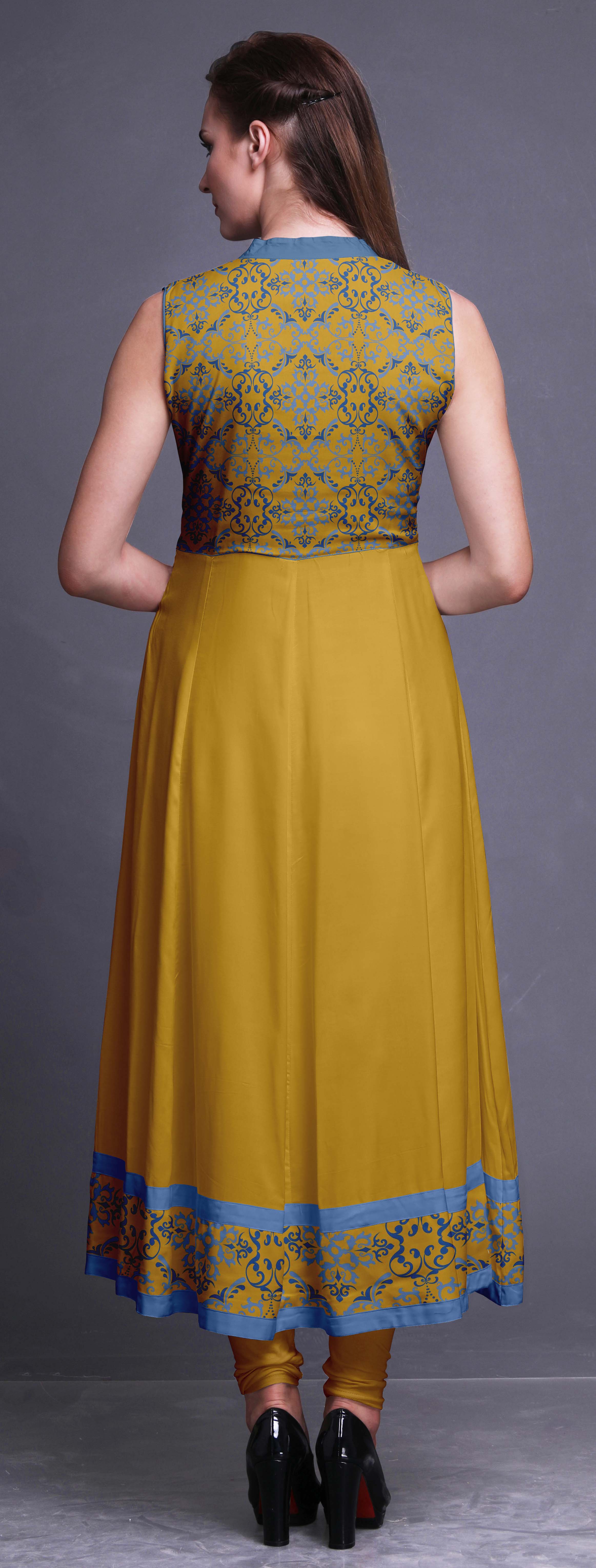 Sleeveless Gown Kurti Kurta Indian Anarkali Dress Designer Elastic Midi  Rayon | eBay