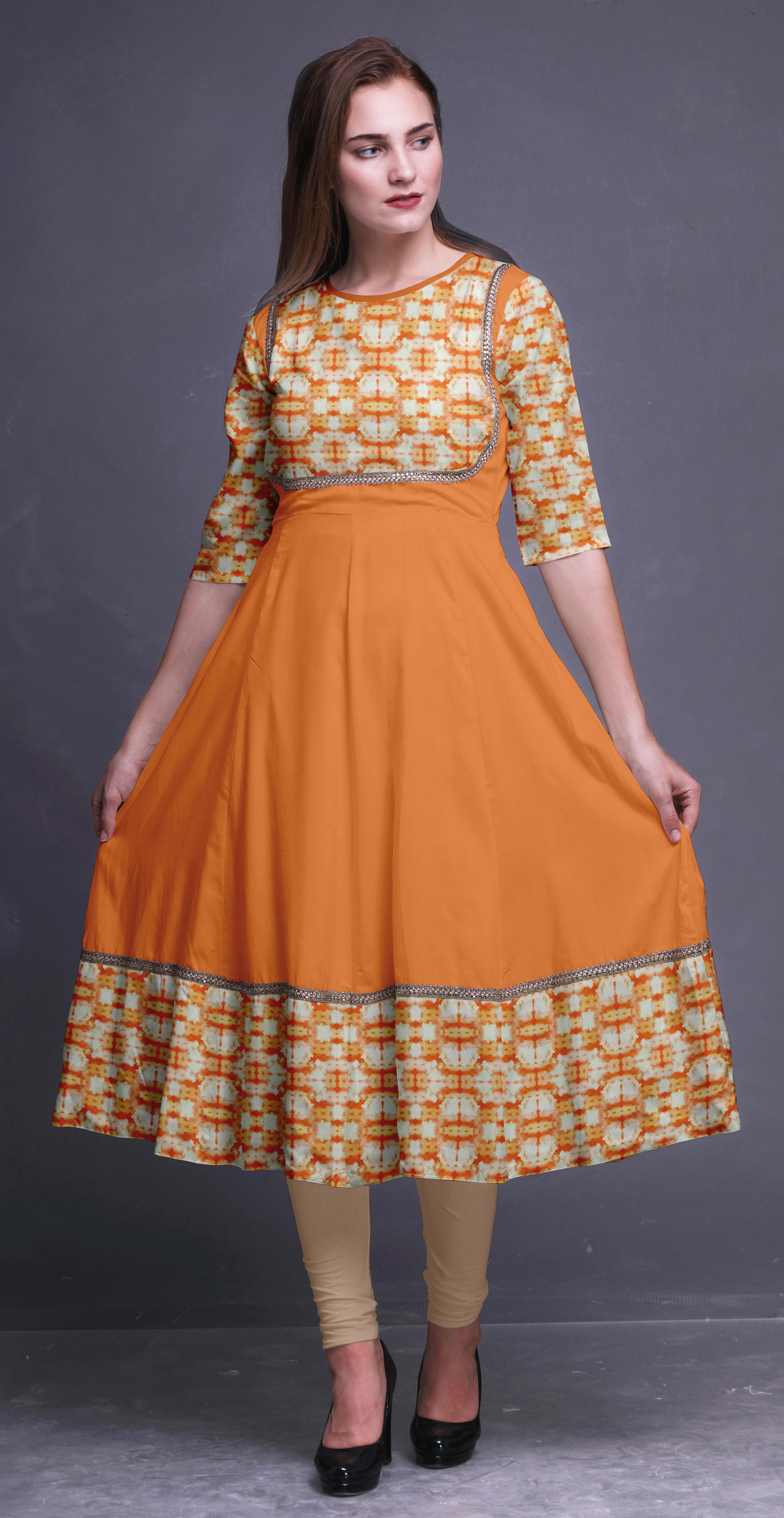Bimba Floral Printed Indian Kurtis For Women Anarkali Kurti Maxi Dress ...
