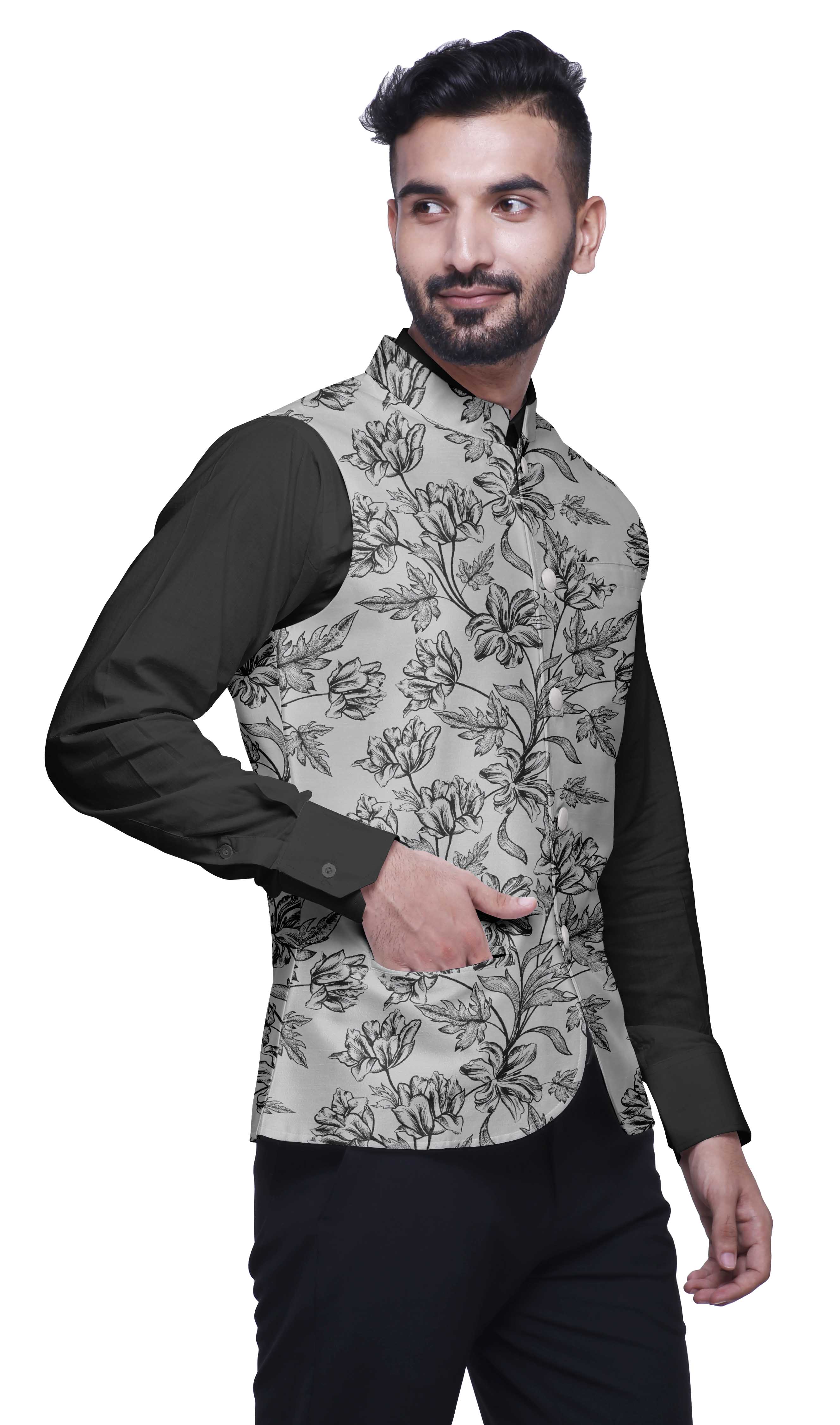 Atasi Lightweight Men Printed Nehru Jacket Casual Indian Waistcoat