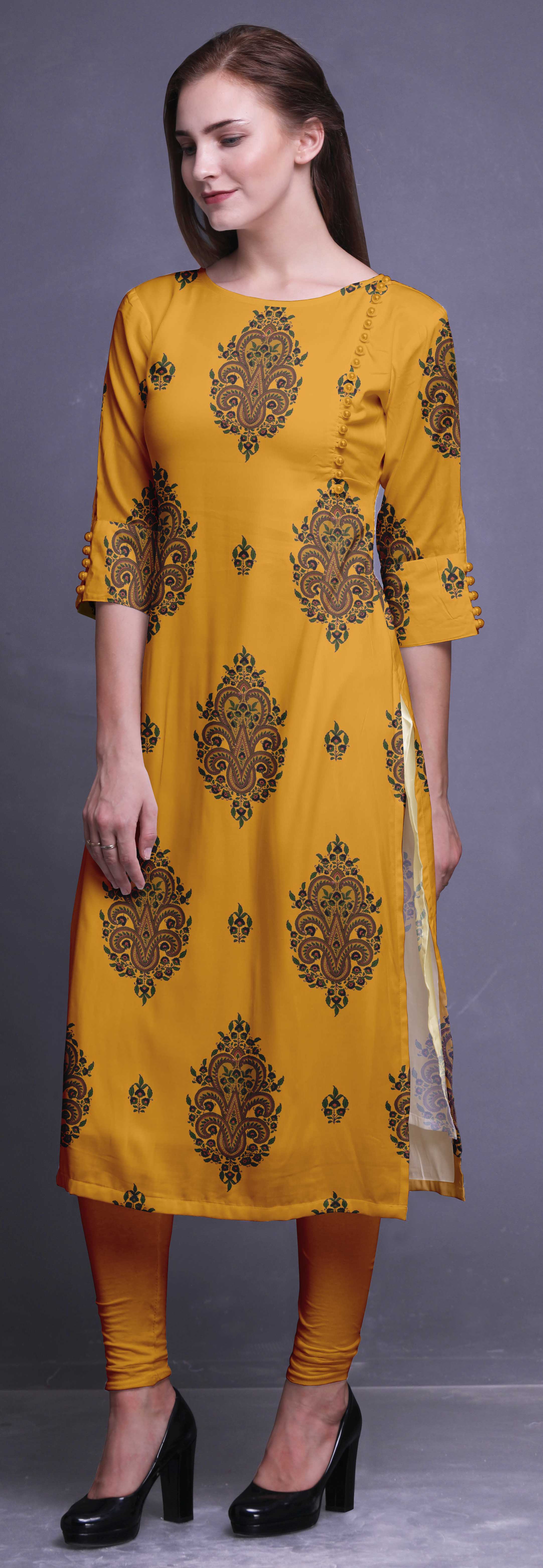 Bimba 3 4 Sleeve Kurta Printed Straight Kurti Summer Clothing For BrG 