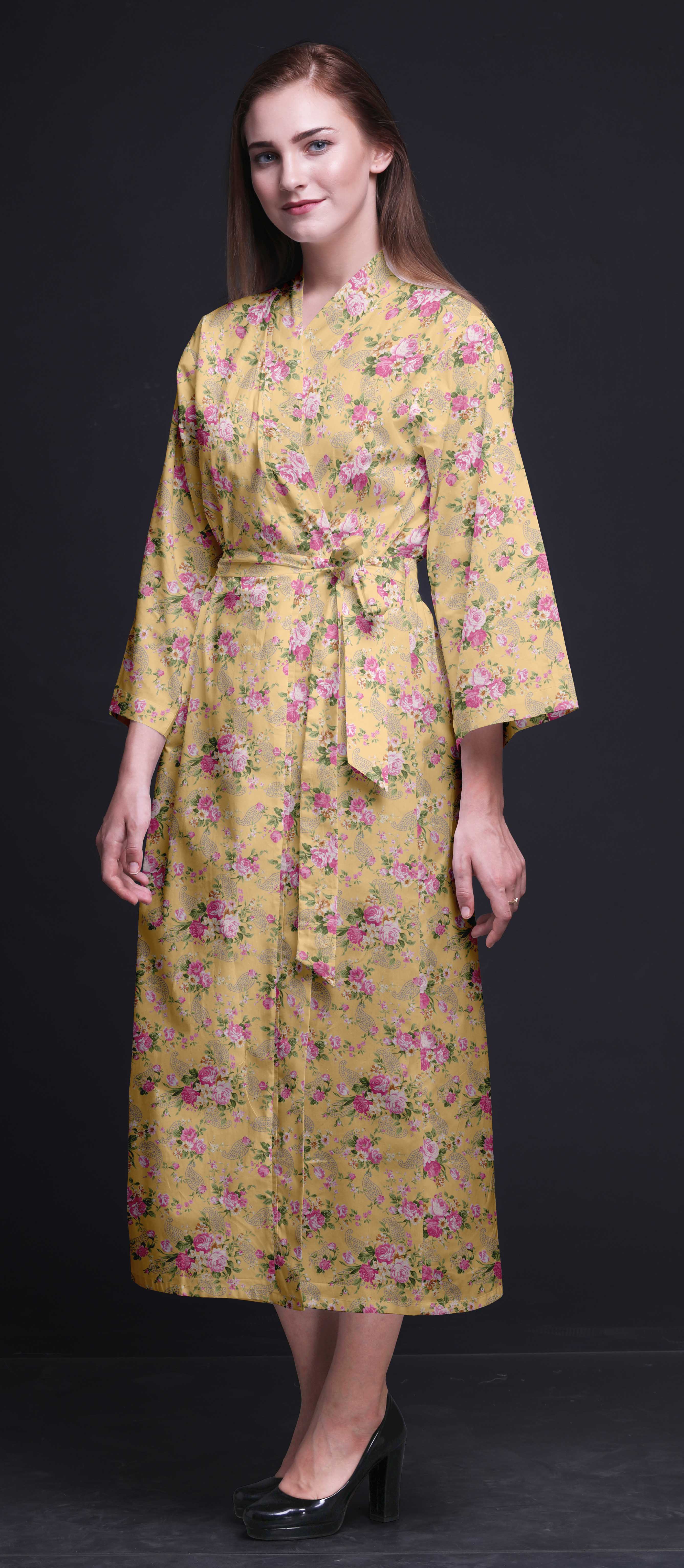 Bimba Cotton Robe Women Long Bridesmaid Shirt Dresses Kimono Robe