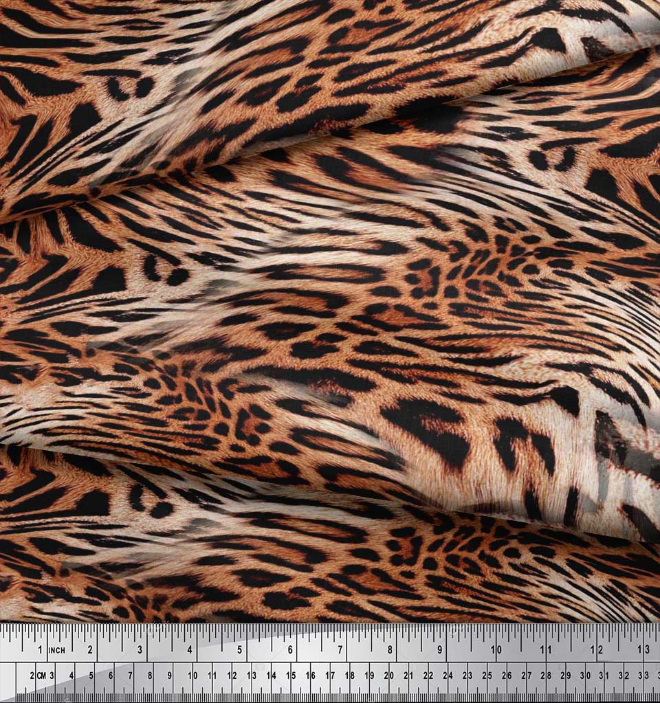 Soimoi Cotton Poplin Fabric Leopard & Tiger Animal Skin Print Sewing ...