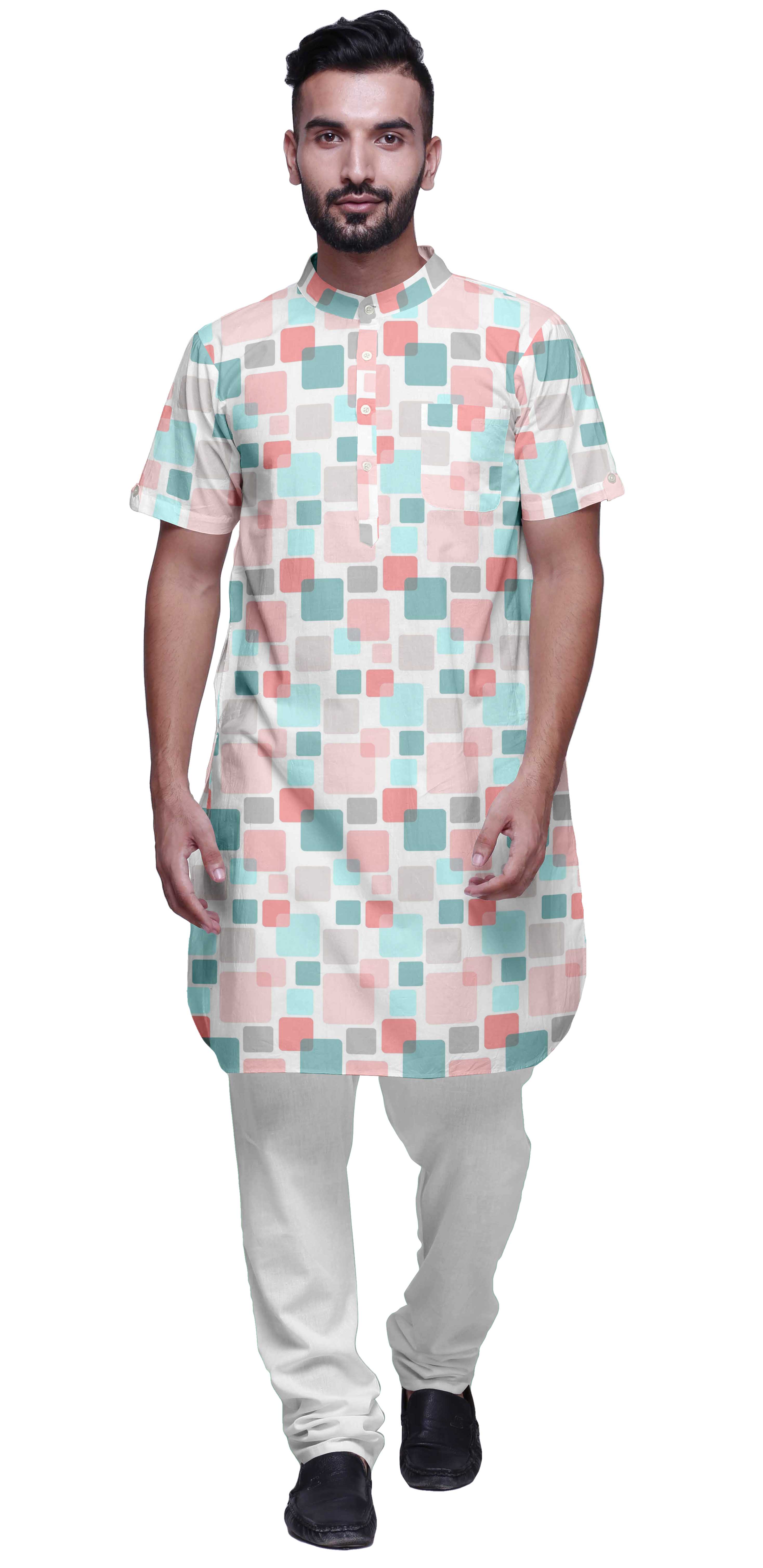 Atasi Printed Summer Kurta For Men Party Wear Casual Kurtas Ethnic yDR