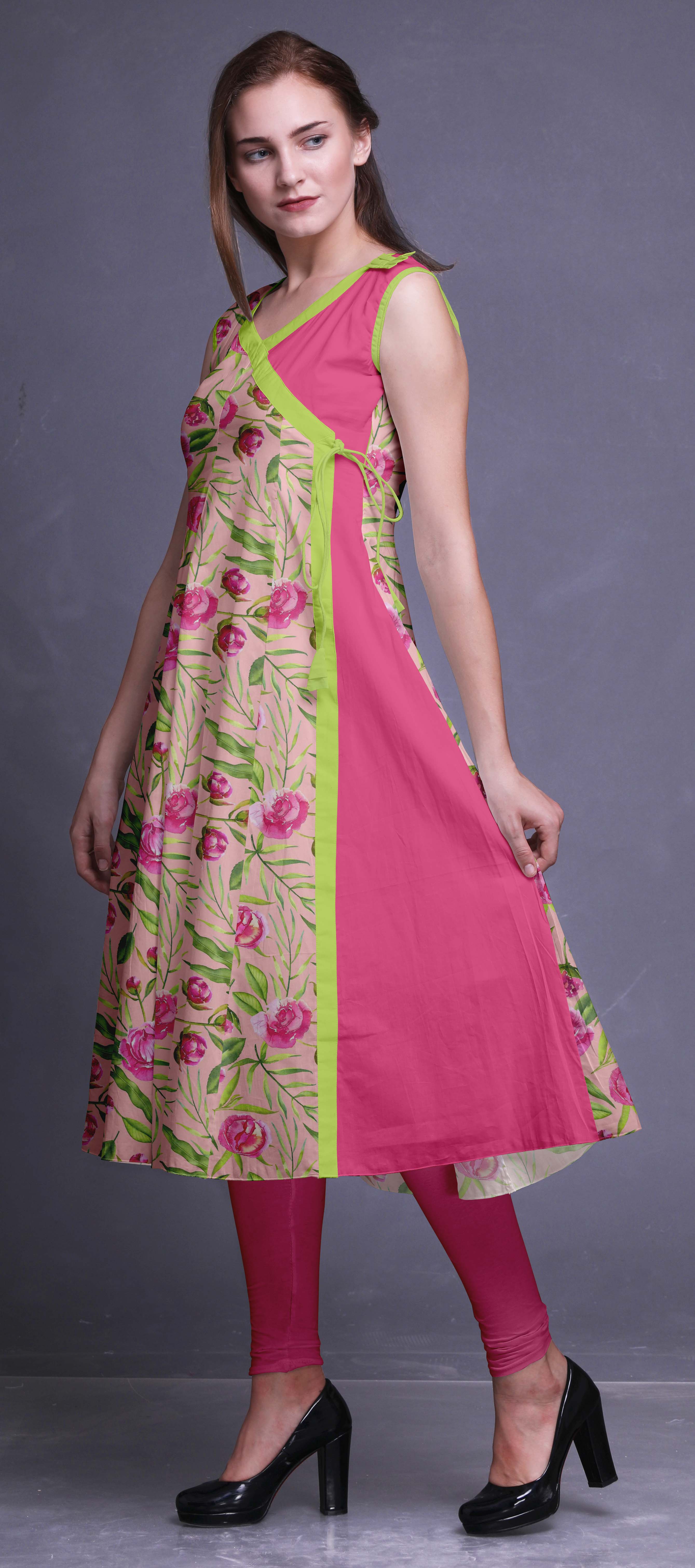 Bimba Angrakha Kurtas For Women Printed Sleeveless Indian Kurti Summer Dk 625h Ebay