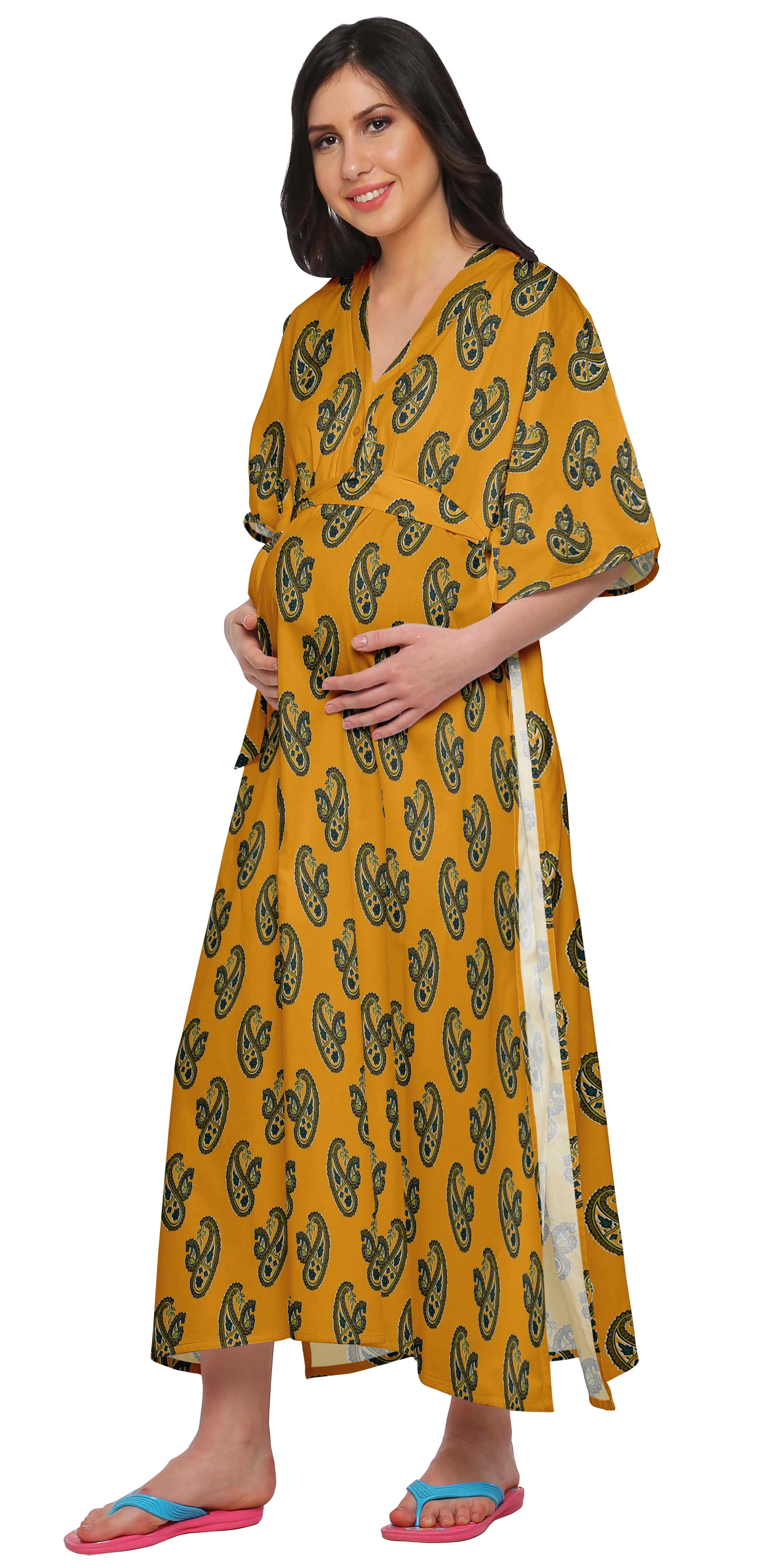 Women Cotton Maternity Kimono Kaftan Long Maxi Dress Clothing-BP-1106G_16 | eBay