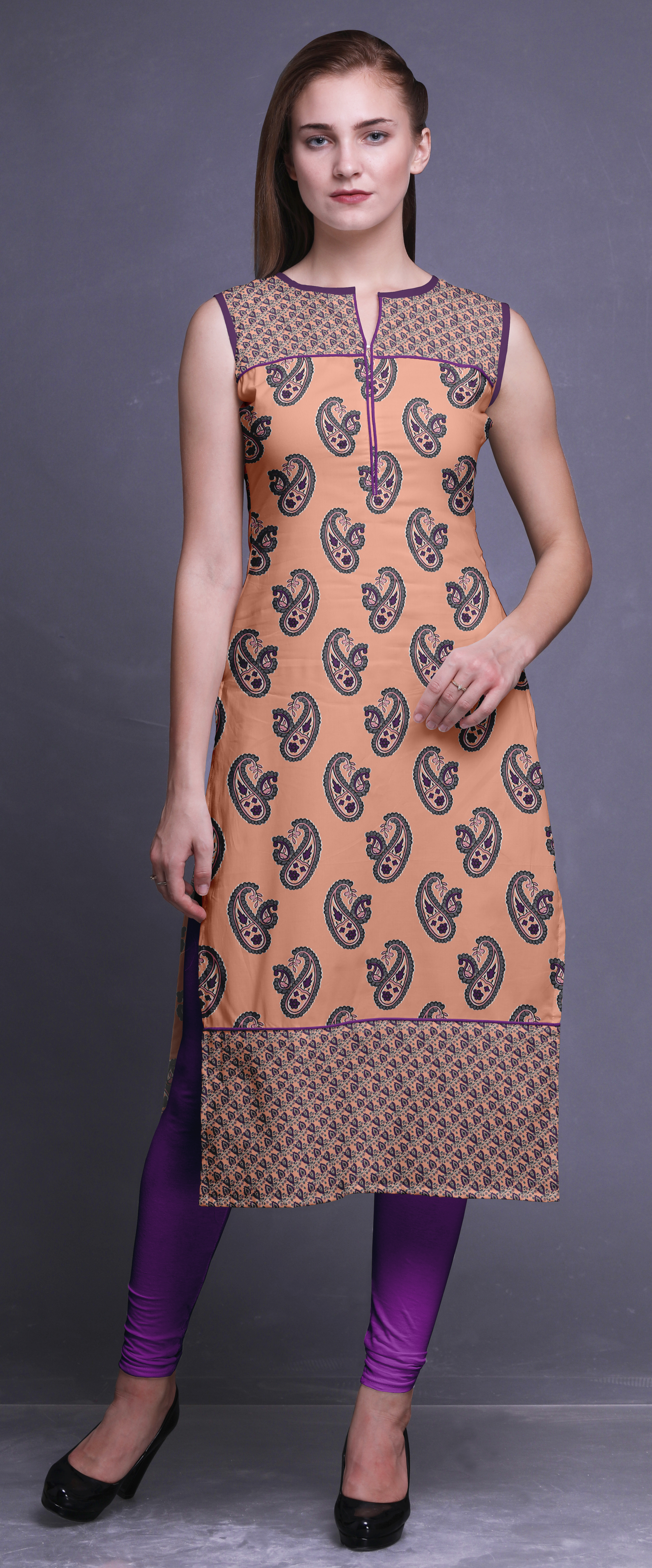 Bimba Print Straight Kurtis For Women Sleeveless Kurti For Women Indian 8486