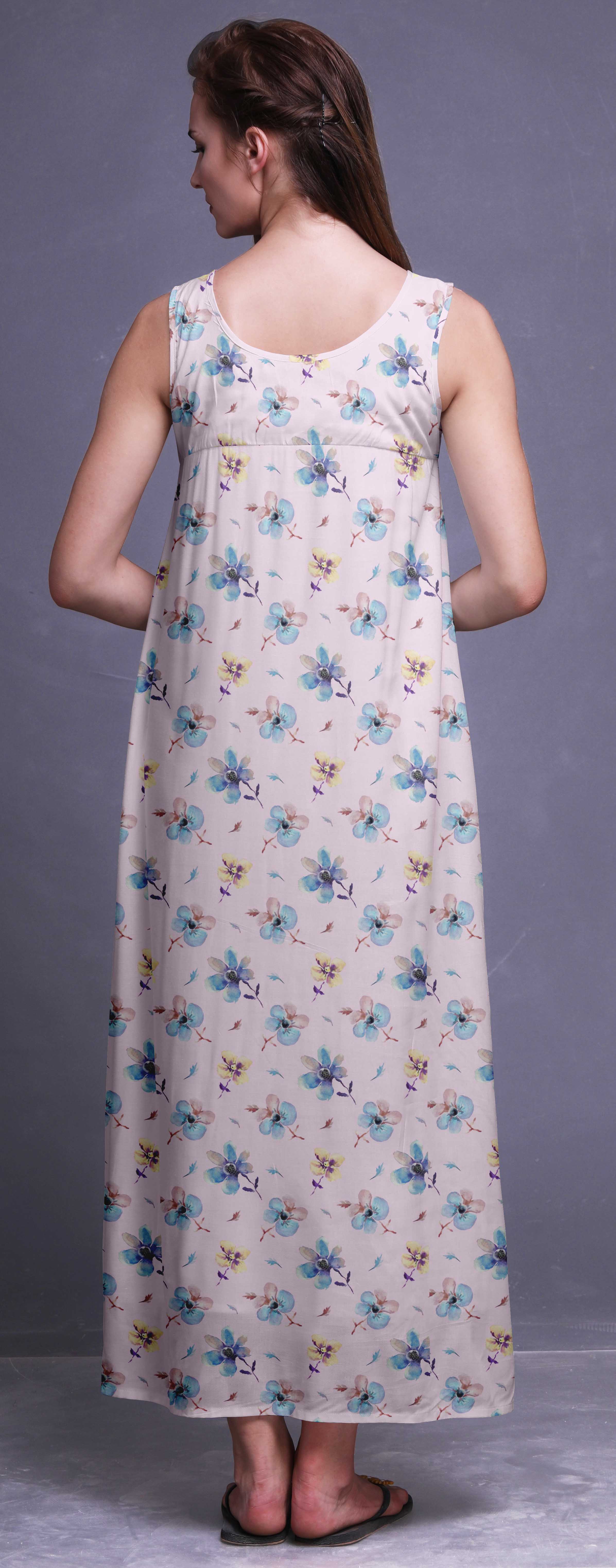Bimba Rayon Nightgowns For Women Maxi Printed Sleepwear Night