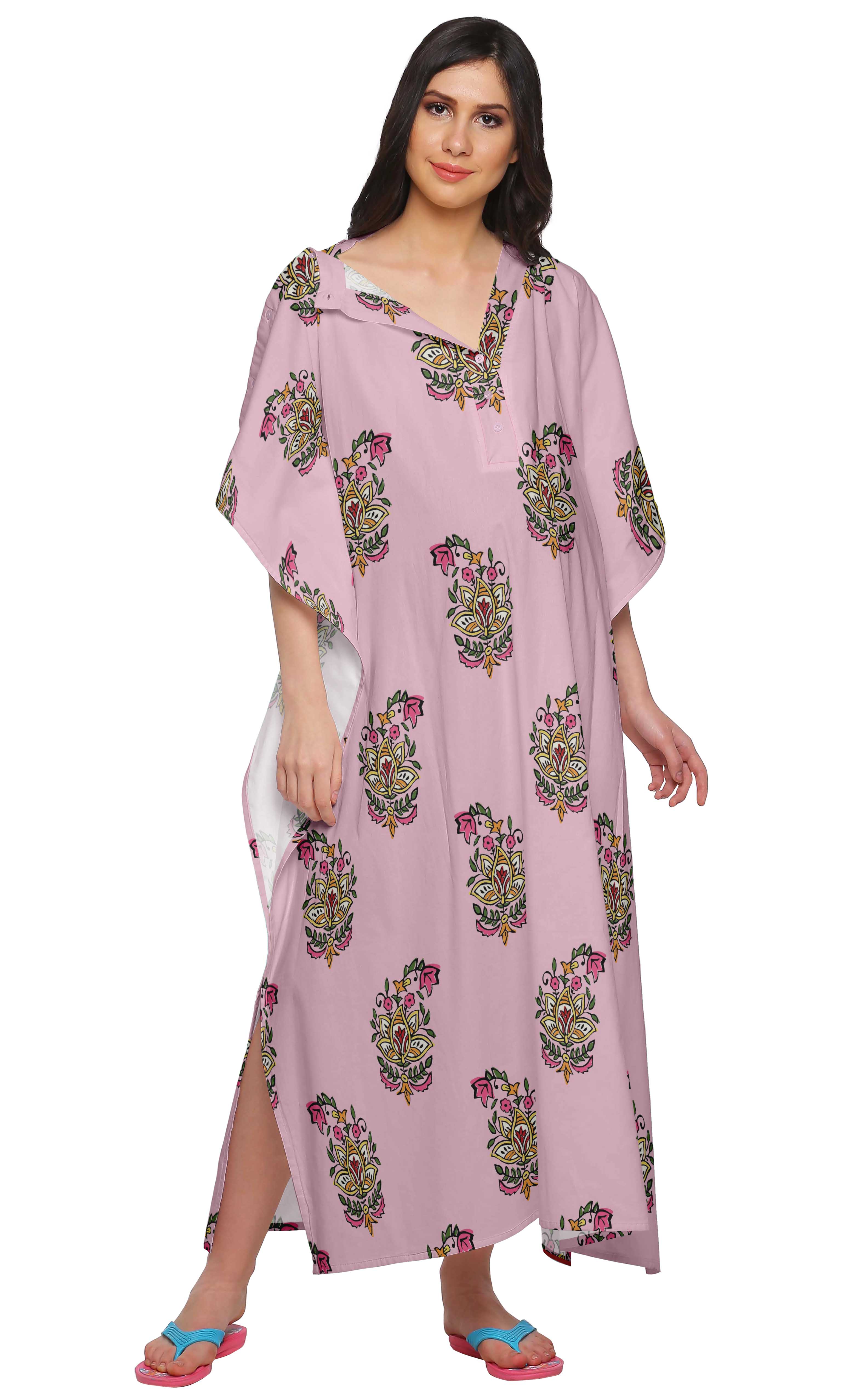 Women Cotton Maternity Kimono Kaftan Long Maxi Dress ClothingBP1106G
