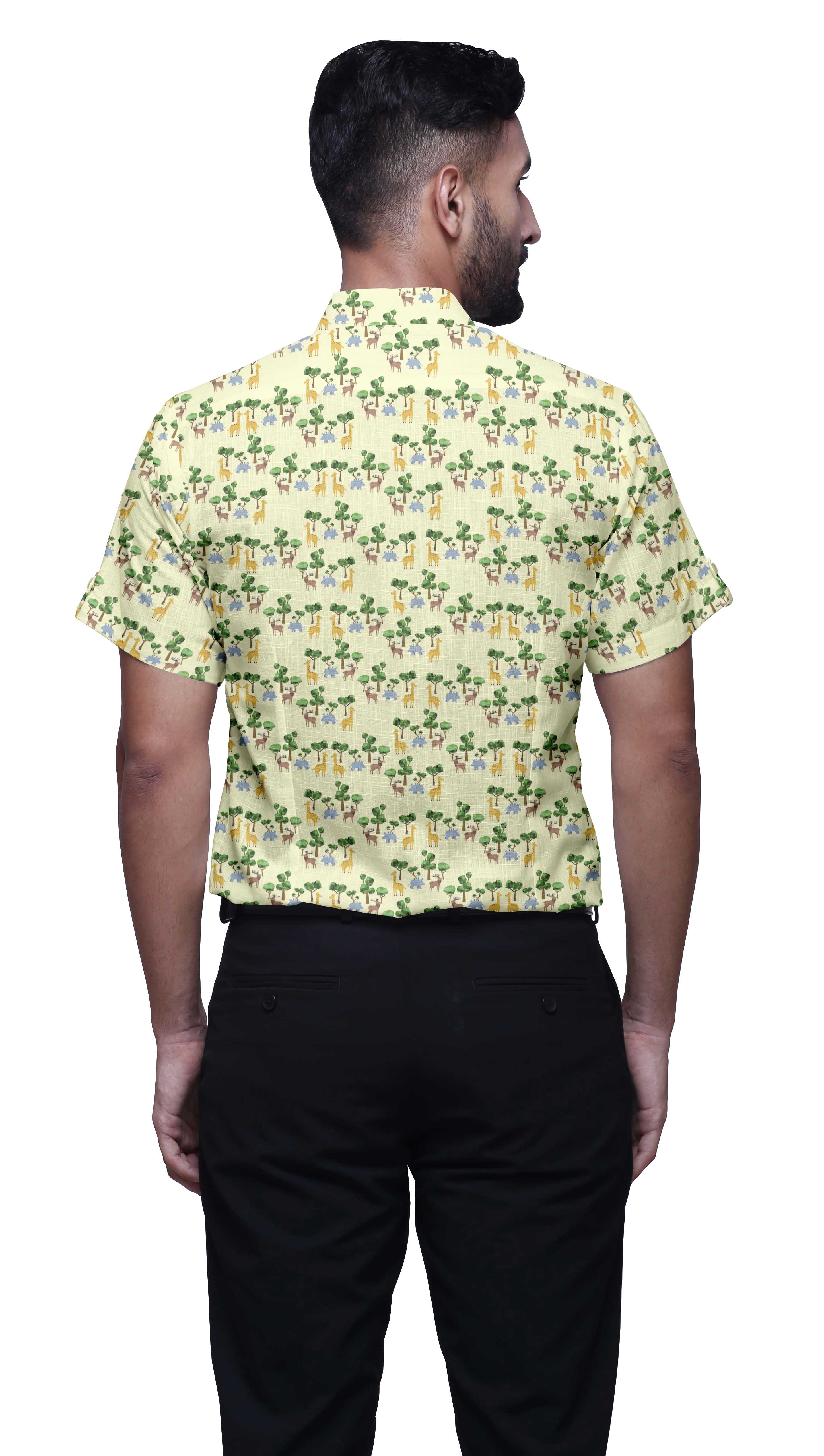 BESTMAN Printed Shirts For Men Short Sleeve Button Down Casual Cotton