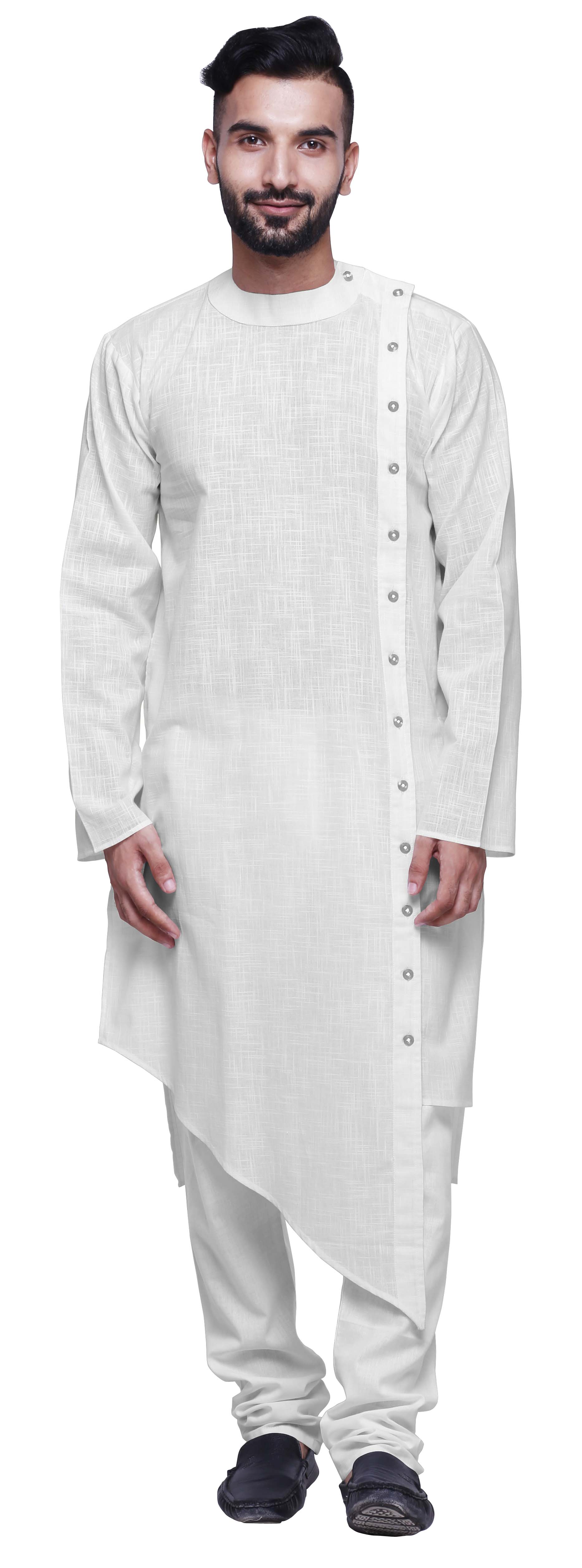 Cross side button best sale kurta for men