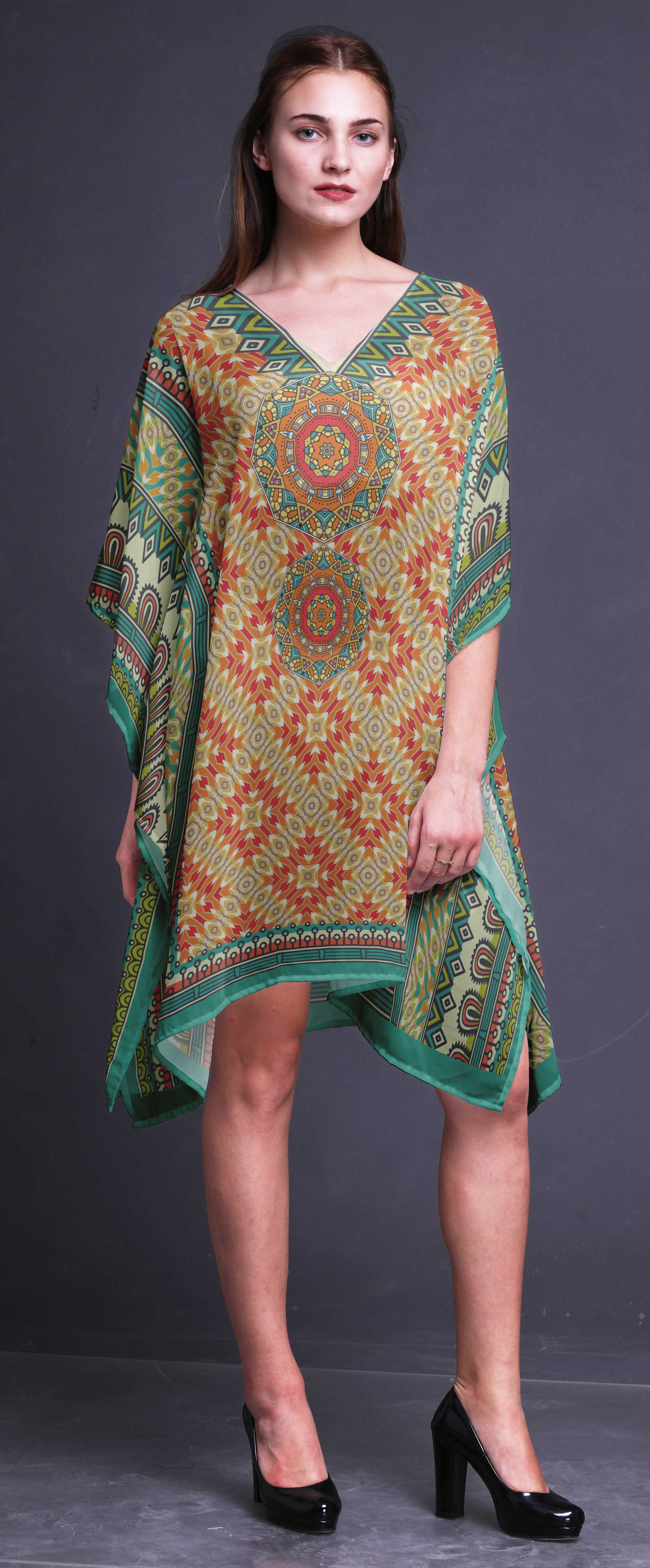 Phagun Short Caftan Midi Dress Beach Swimwear Cover up Womens Kaftan4X