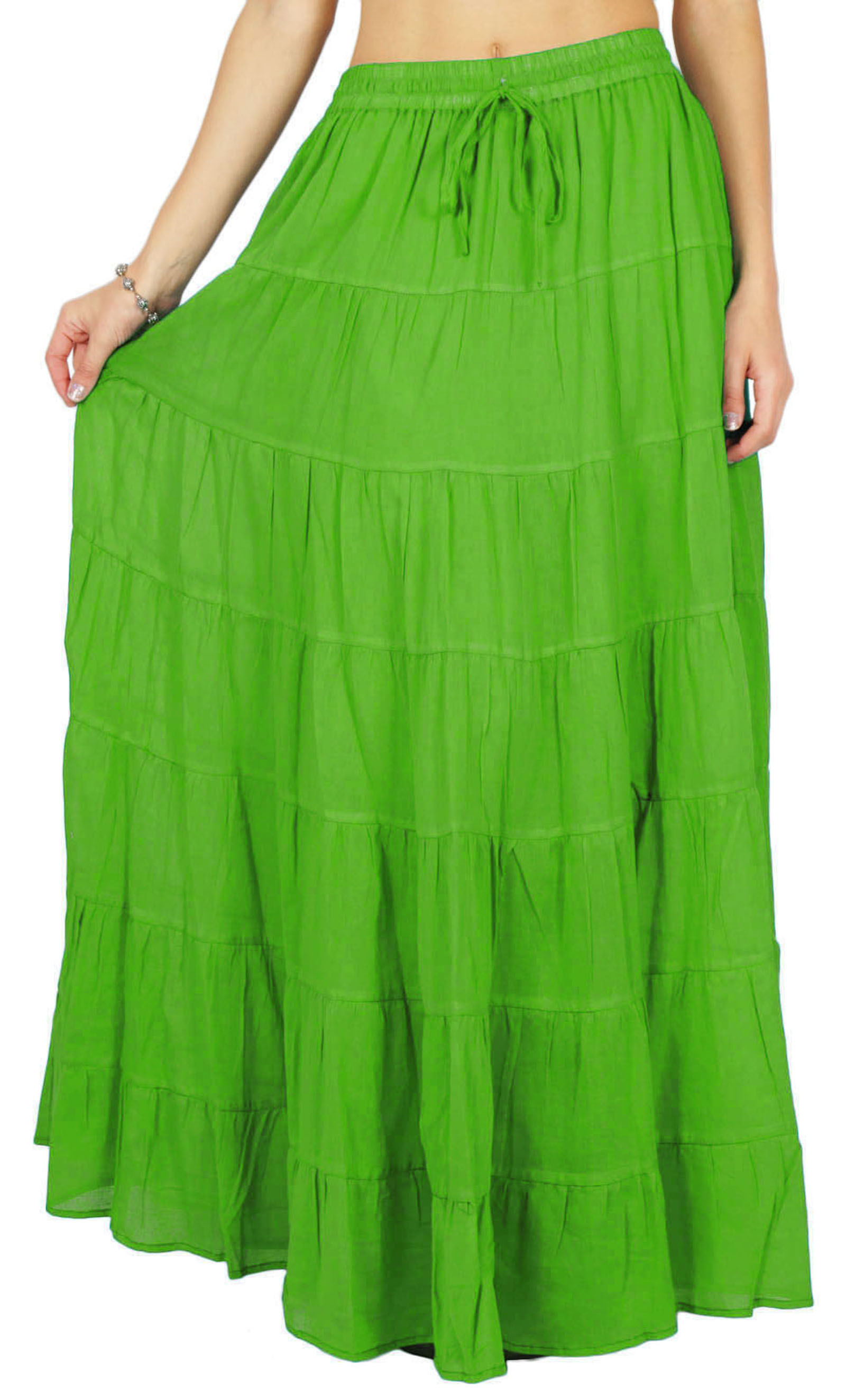 Phagun Women's Summer Cotton Teal Green Skirt Ethnic Design Drawstring ...