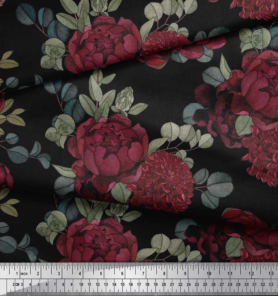  Soimoi Rayon Crepe Fabric Artistic Floral Print Fabric