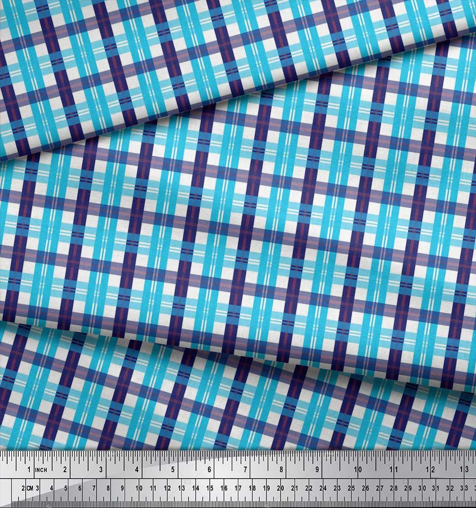 Soimoi Cotton Poplin Fabric Gingham Check Print Fabric by the metrep0q