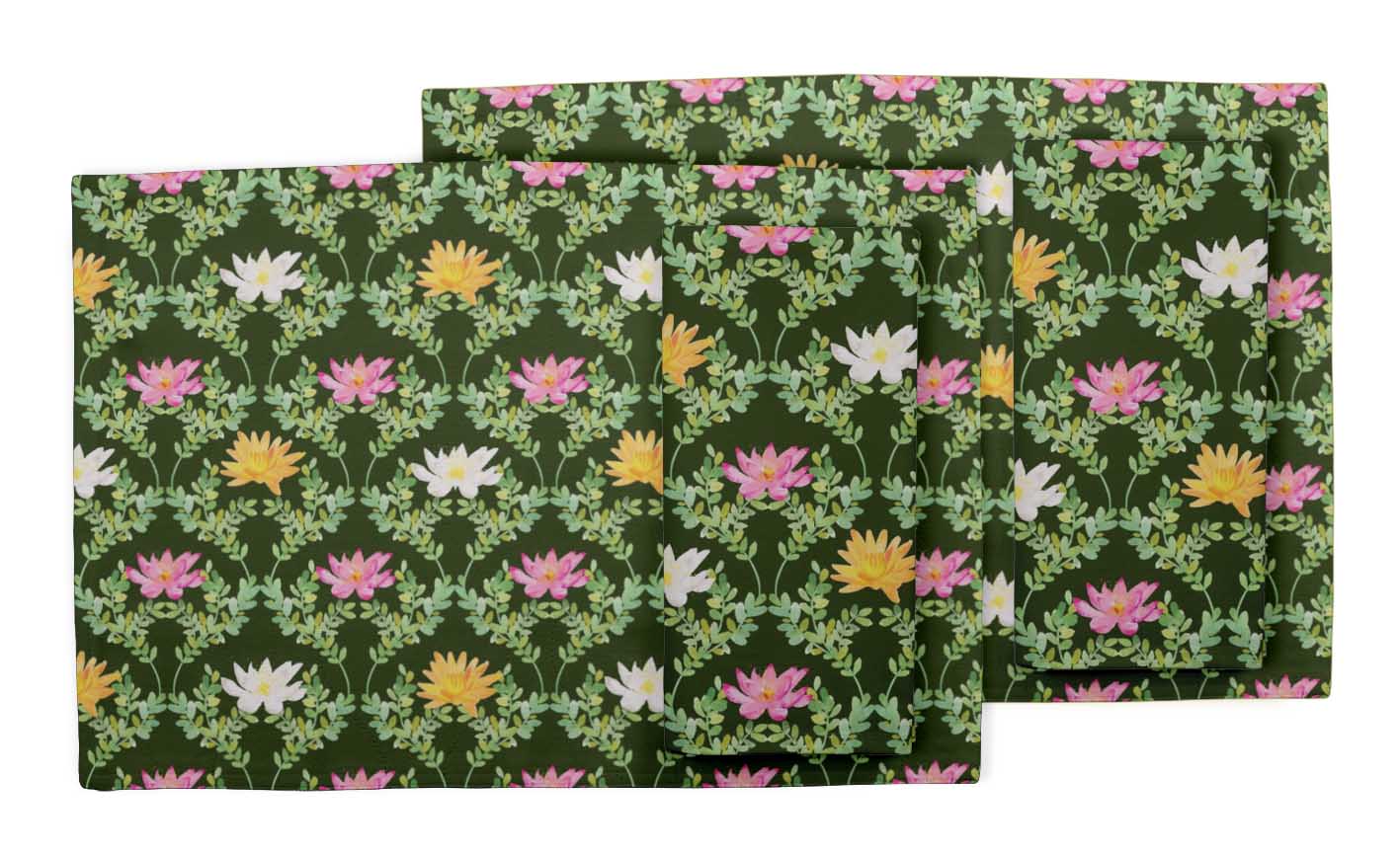 S4sassy Quarterfoil Water Lily Placemats Napkins Table Decor