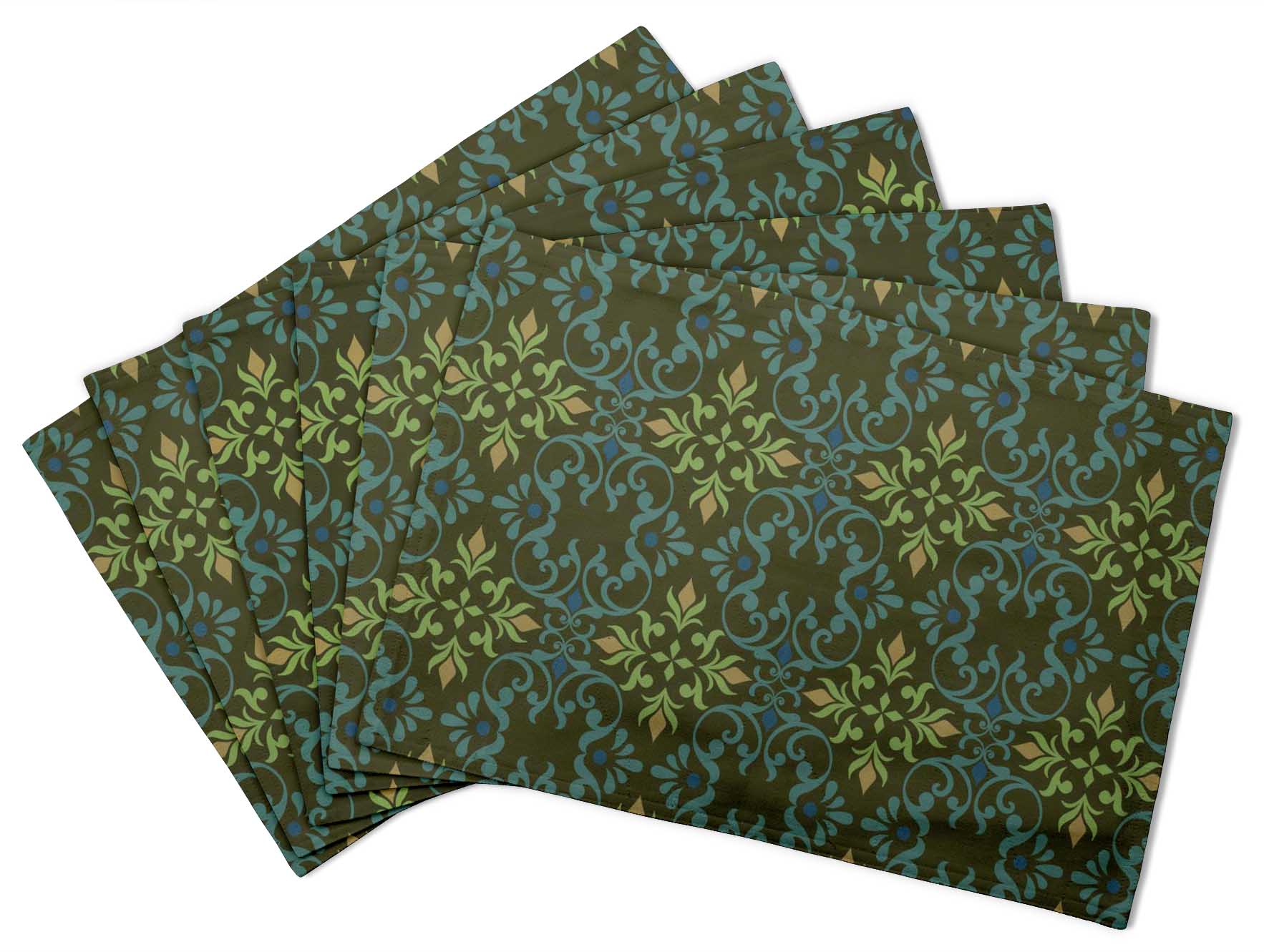 S4Sassy Damask Printed Reversible Fabric Placemats Table Dining Mats