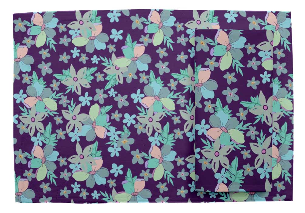 Details about / S4Sassy Pecan Leaves /& Camellia Japonica Tablemats With Napkins set-FL-819E