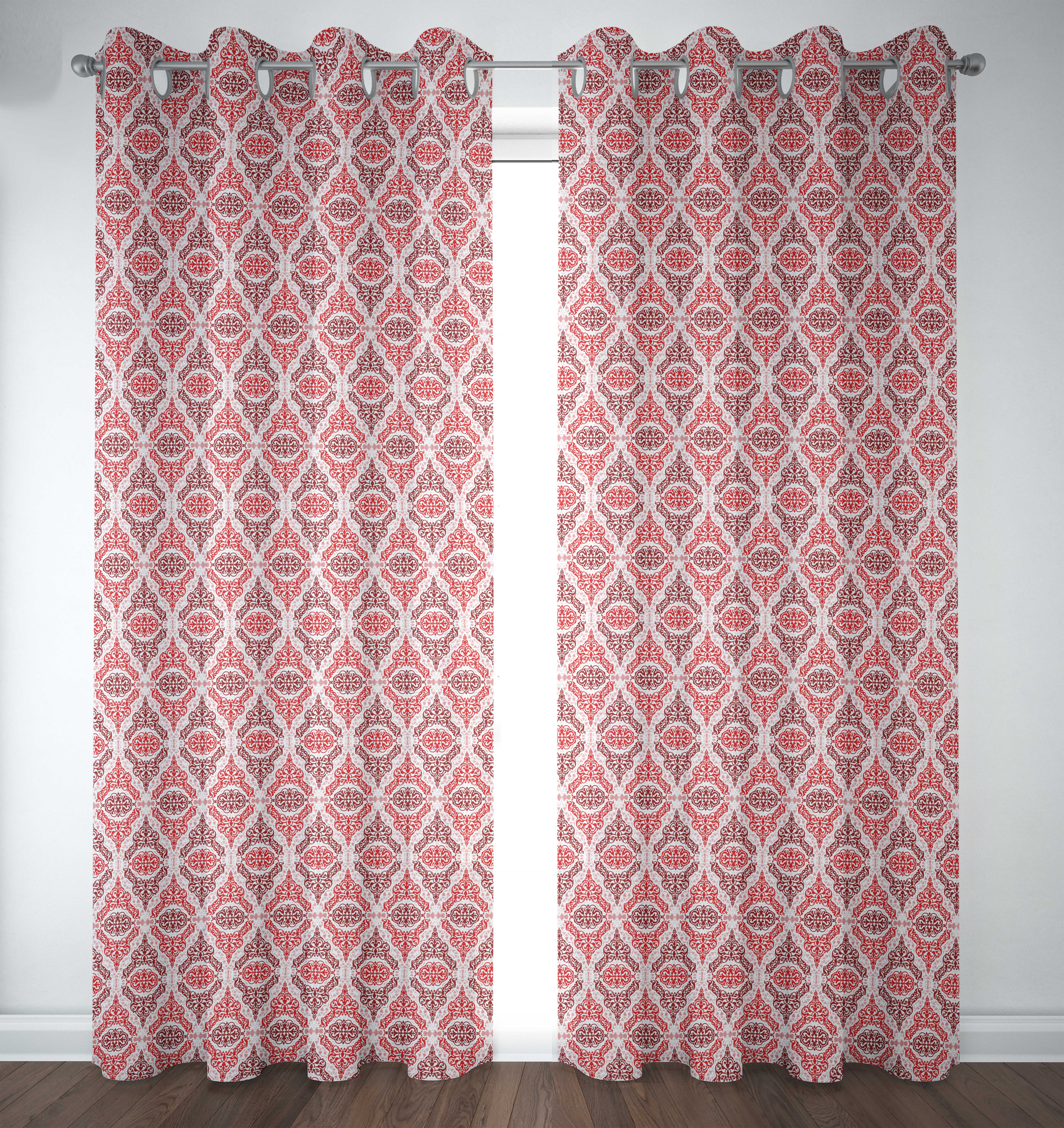 S4sassy Damask Seamless Printed Eyelet Door Panel Curtains Dk 13e