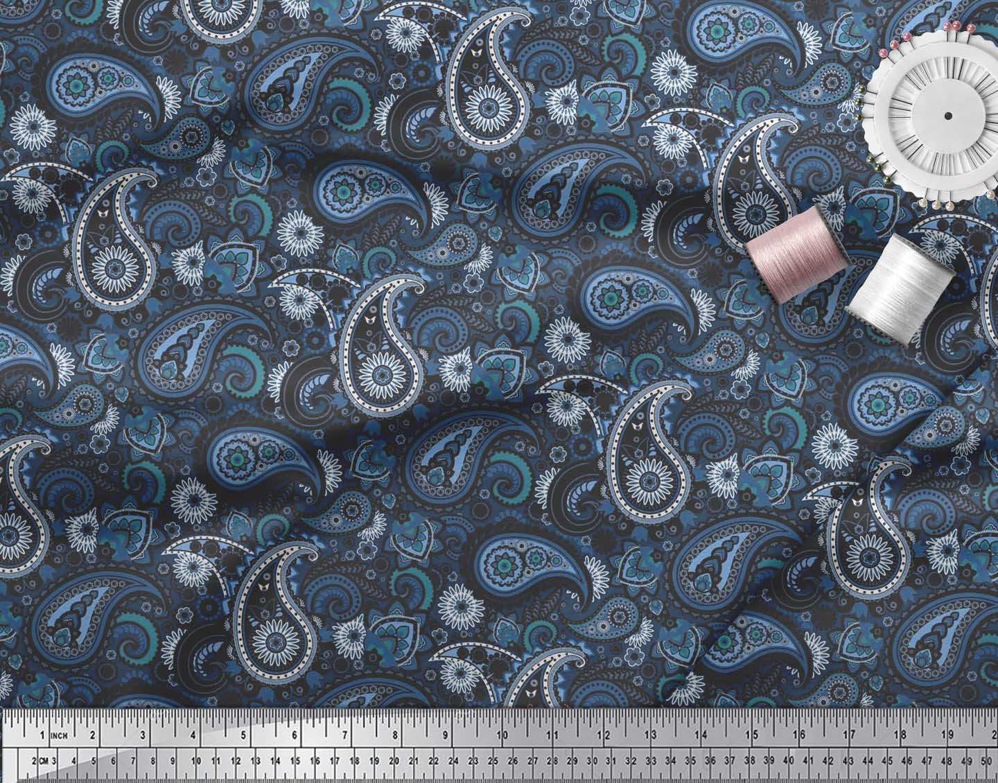 Soimoi Fabric Floral & Paisley Print Fabric by Meter-PSL-523H 
