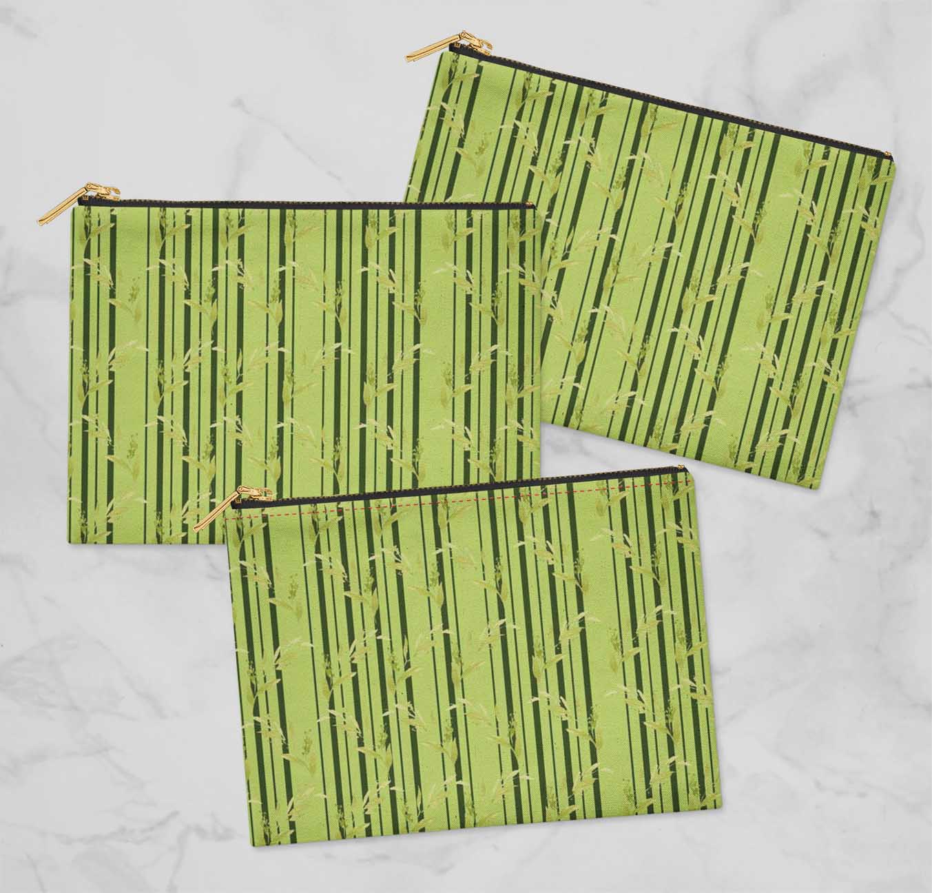 S4Sassy Black Stripe & Leaves 3 Pc Printed Multipurpose Zipper 
