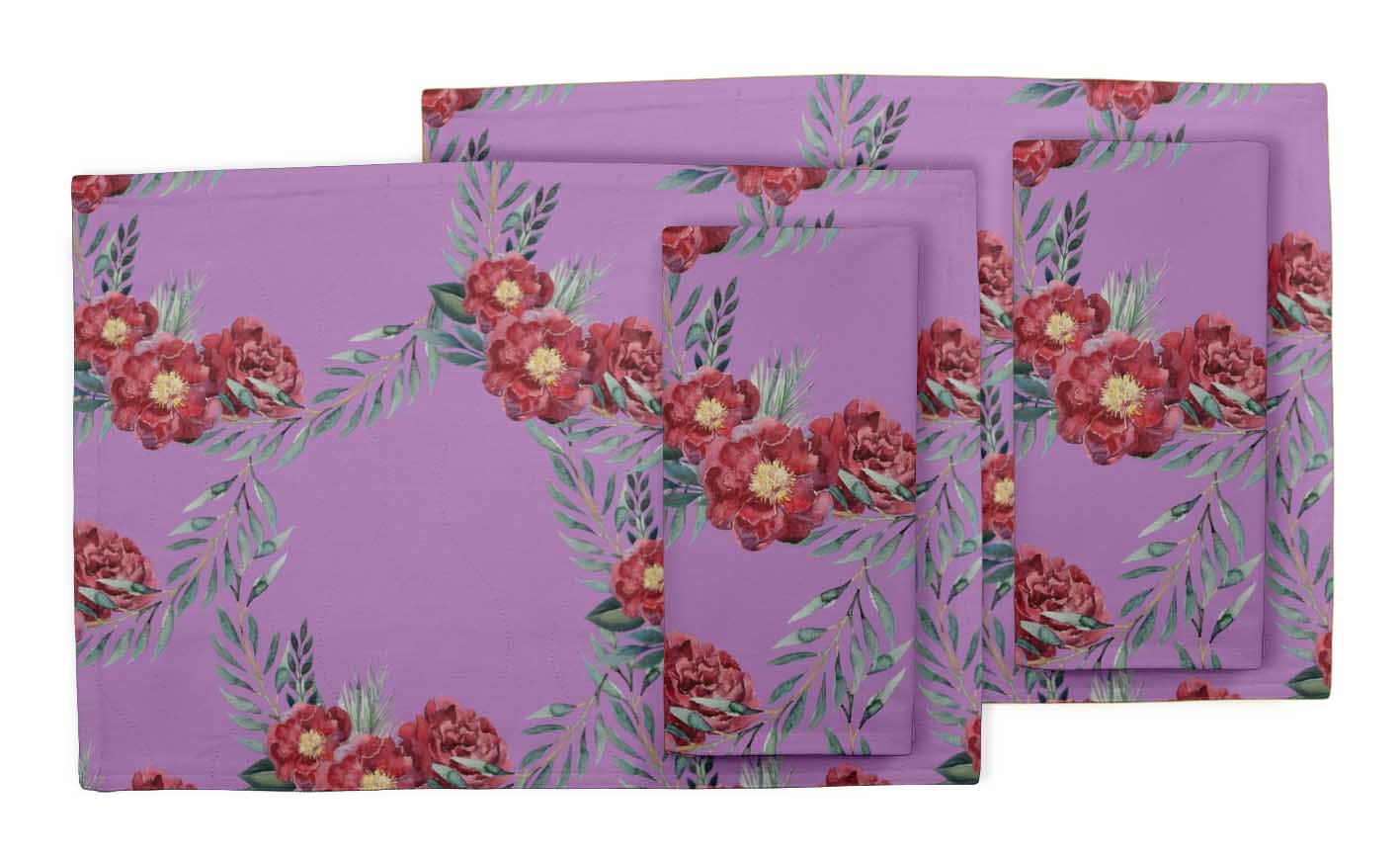 Details about / S4Sassy Pecan Leaves /& Camellia Japonica Tablemats With Napkins set-FL-819E