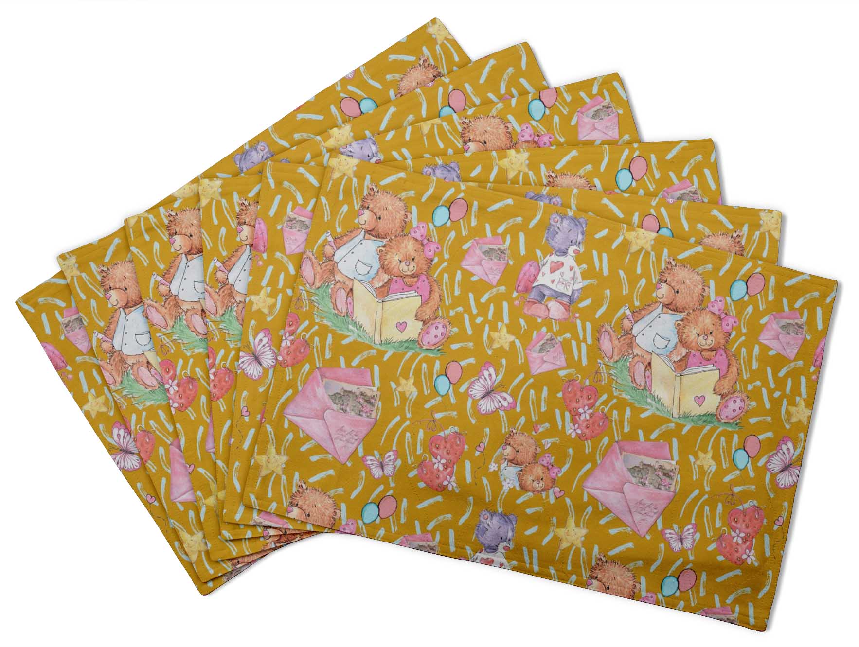S4sassy Kids Printed Washable Dining Table Mats Reversible
