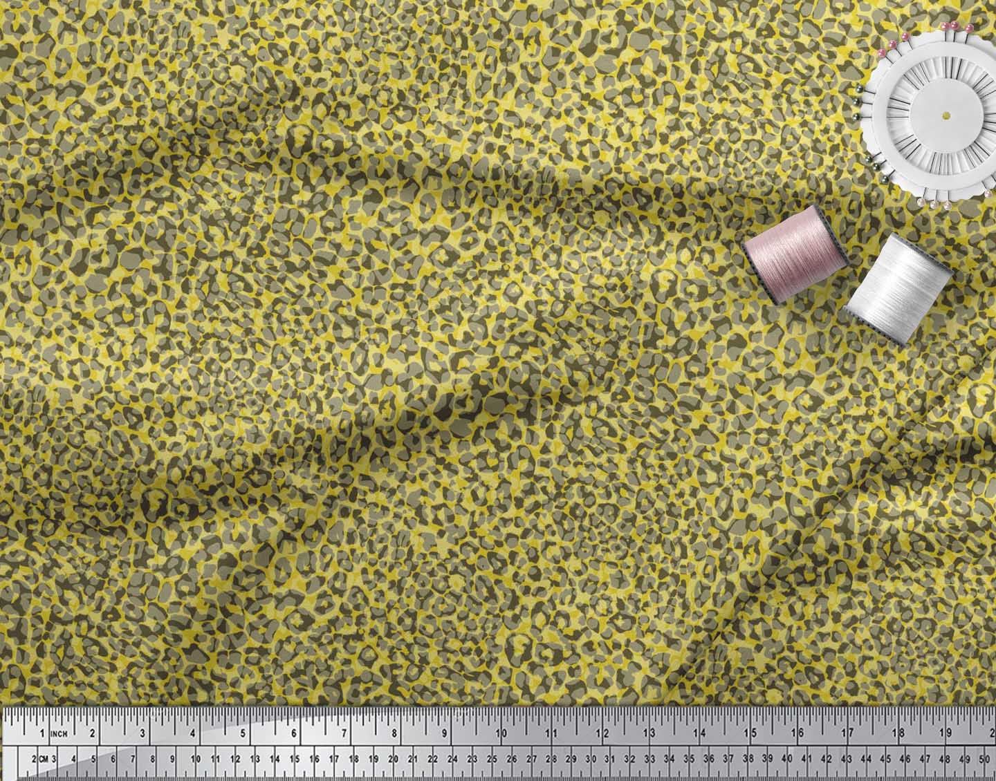 SR-3H Soimoi Fabric Yellow & White Star Printed Craft Fabric by the Yard 